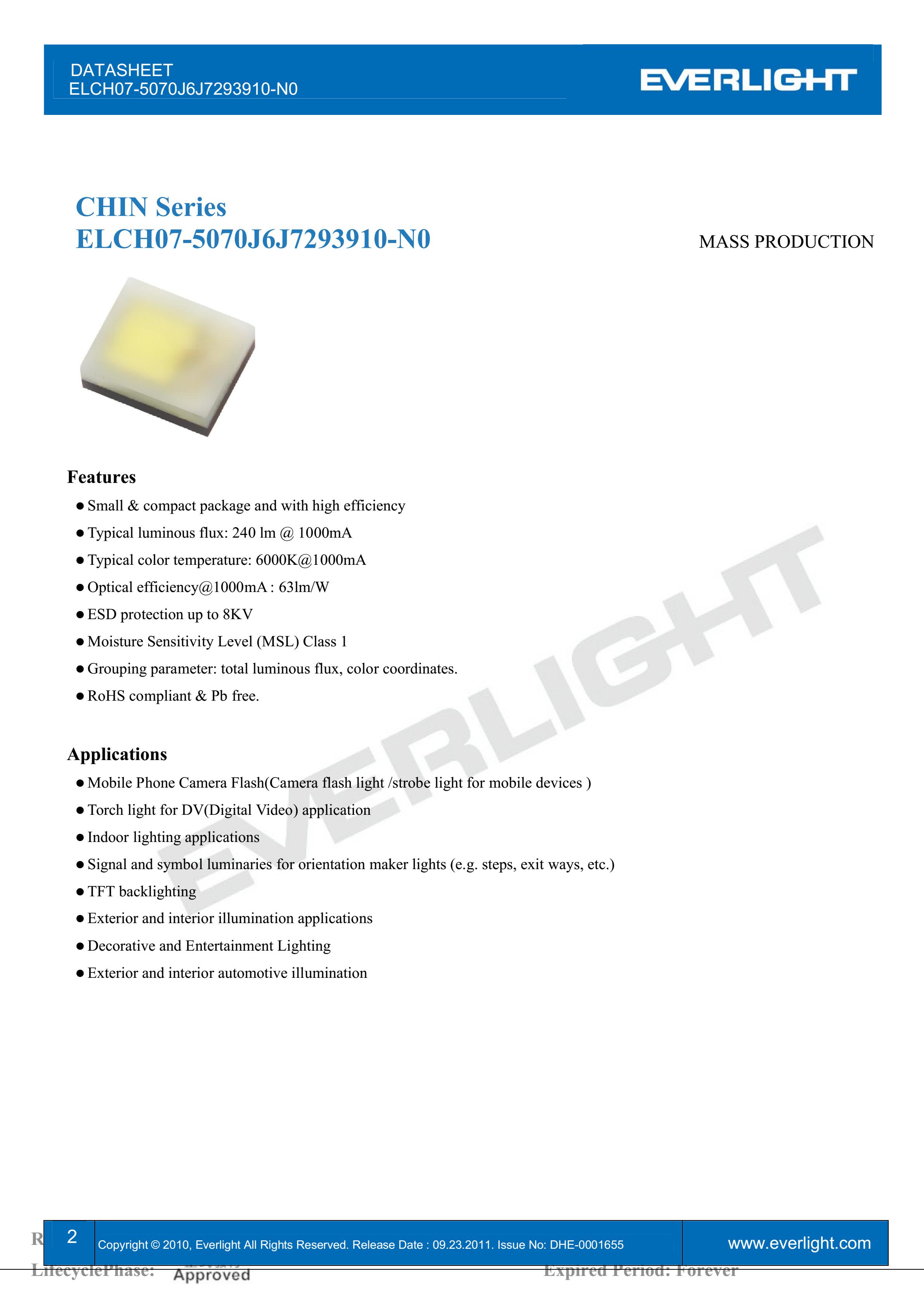 亿光2016闪光灯珠ELCH07-5070J6J7293910-N0规格书PDF（数据表）