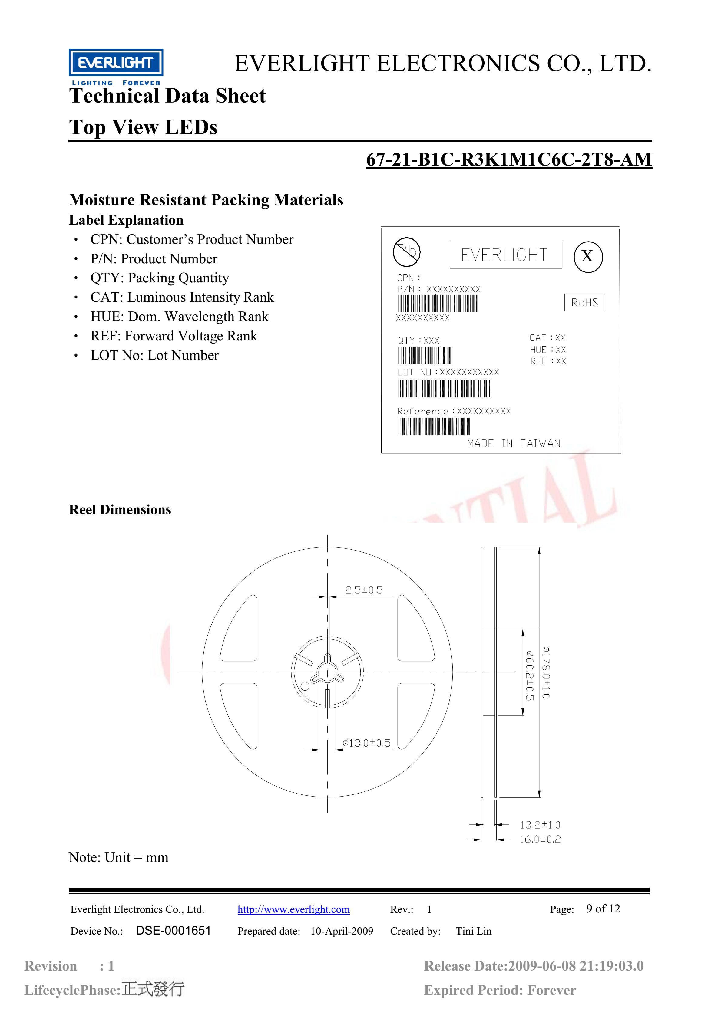 亿光贴片3528汽车专用灯珠67-21-B1C-R3K1M1C6C-2T8-AM蓝光规格书PDF（数据表）