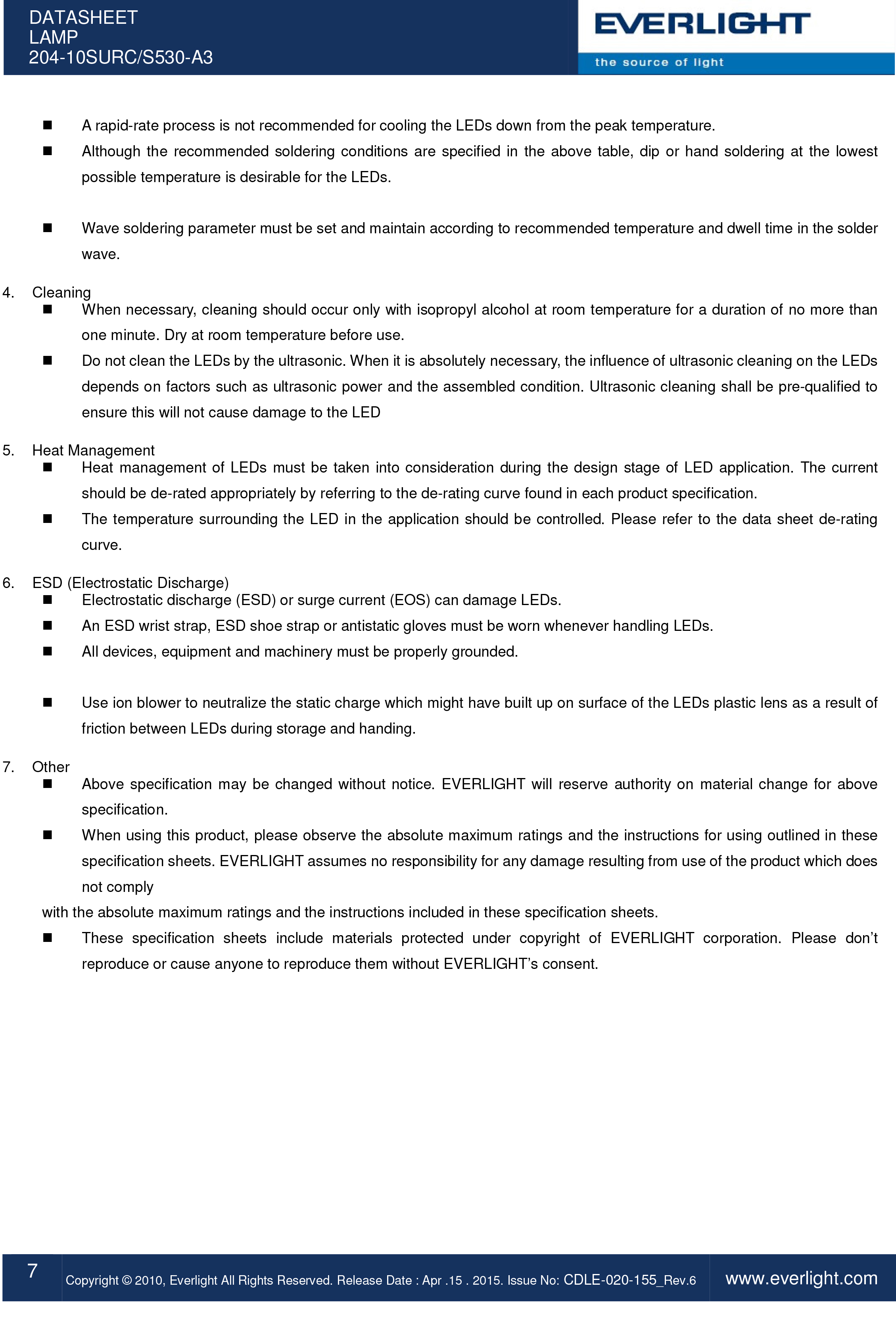 亿光直插3mm发光二级管204-10SURC/S530-A3规格书PDF（数据表）