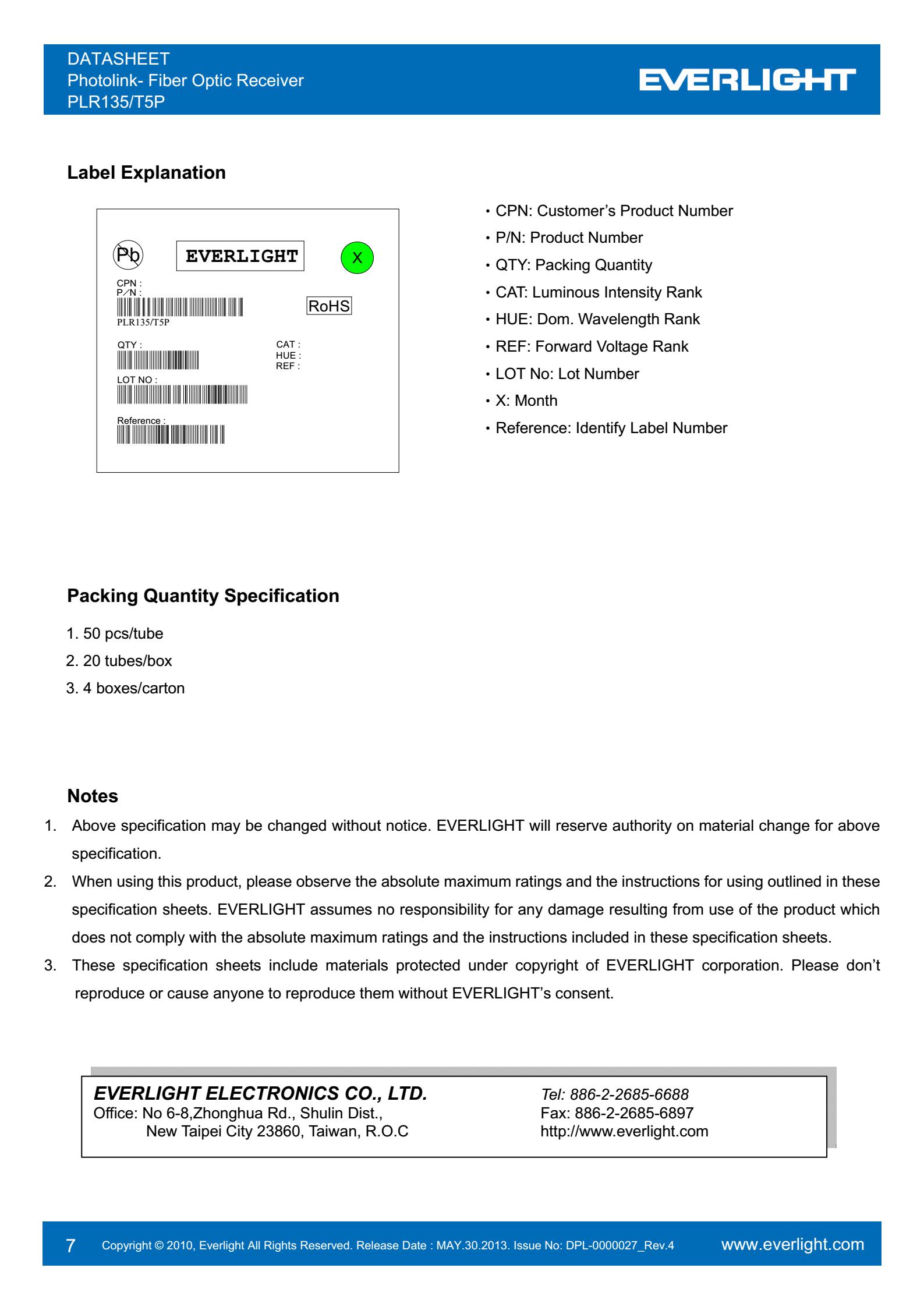 亿光光纤接收器PLR135/T5P传输器参数及规格书(PDF 数据表)