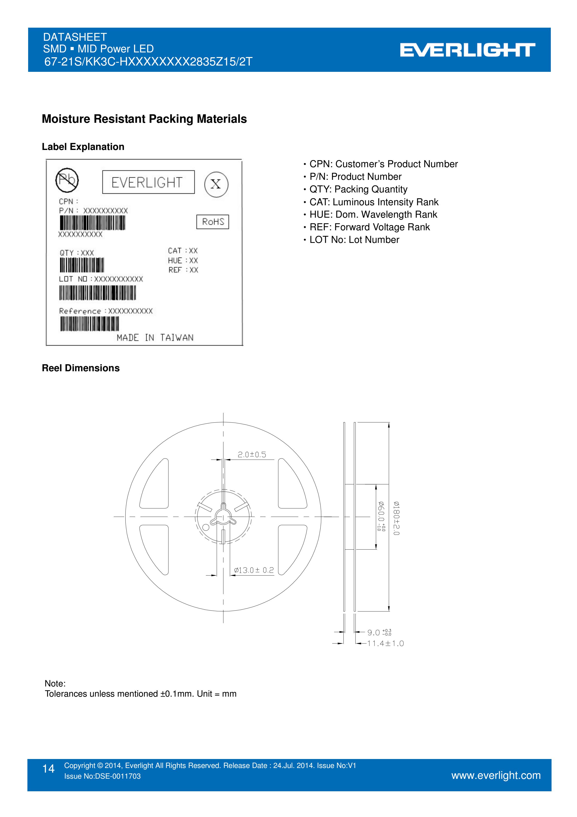 亿光贴片2835灯珠67-21S/KK3C-H2727QAR32835Z15/2T 白光规格书PDF（数据表）