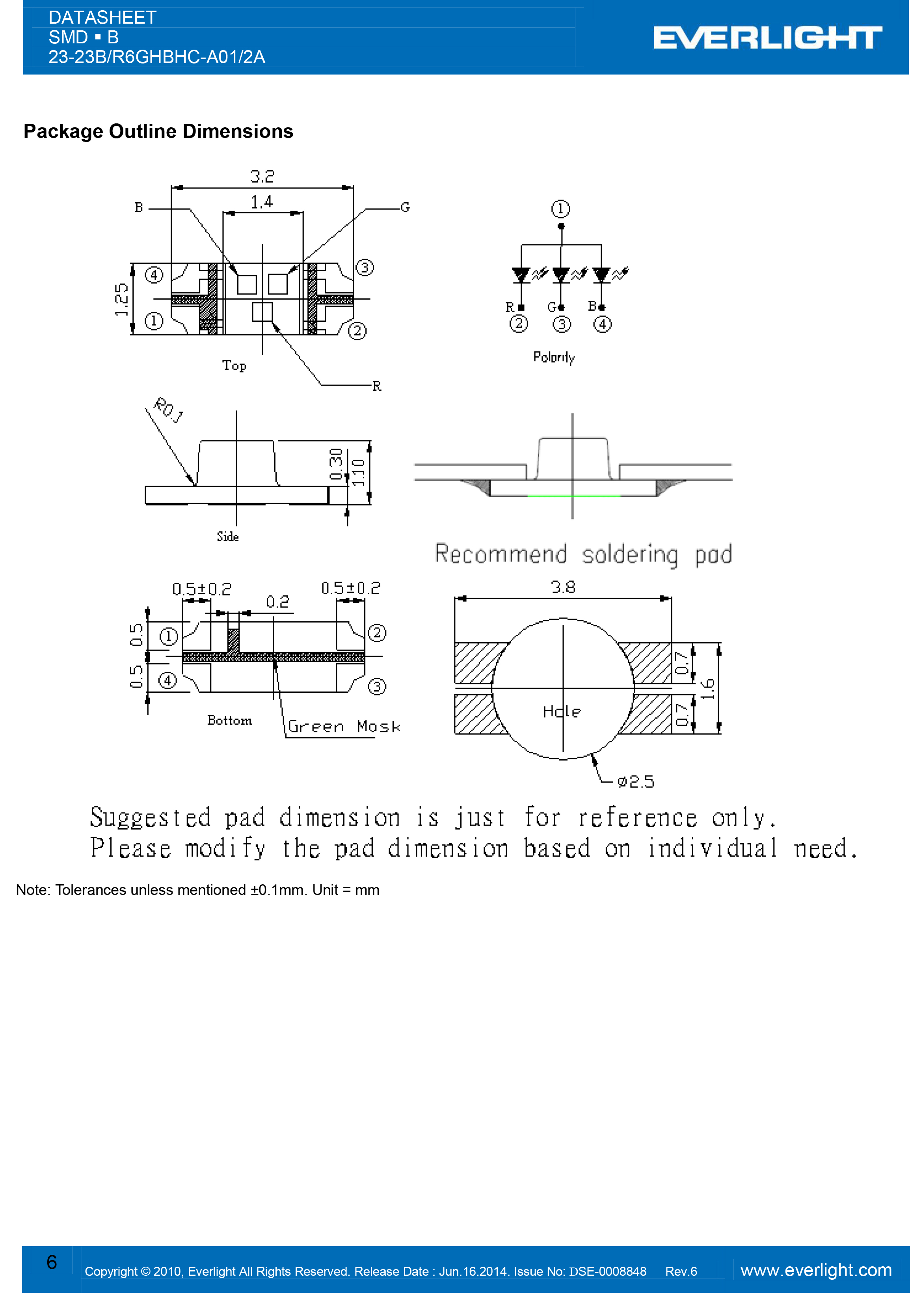 亿光贴片1206反向灯珠23-23B/R6GHBHC-A01/2A规格书PDF 数据表
