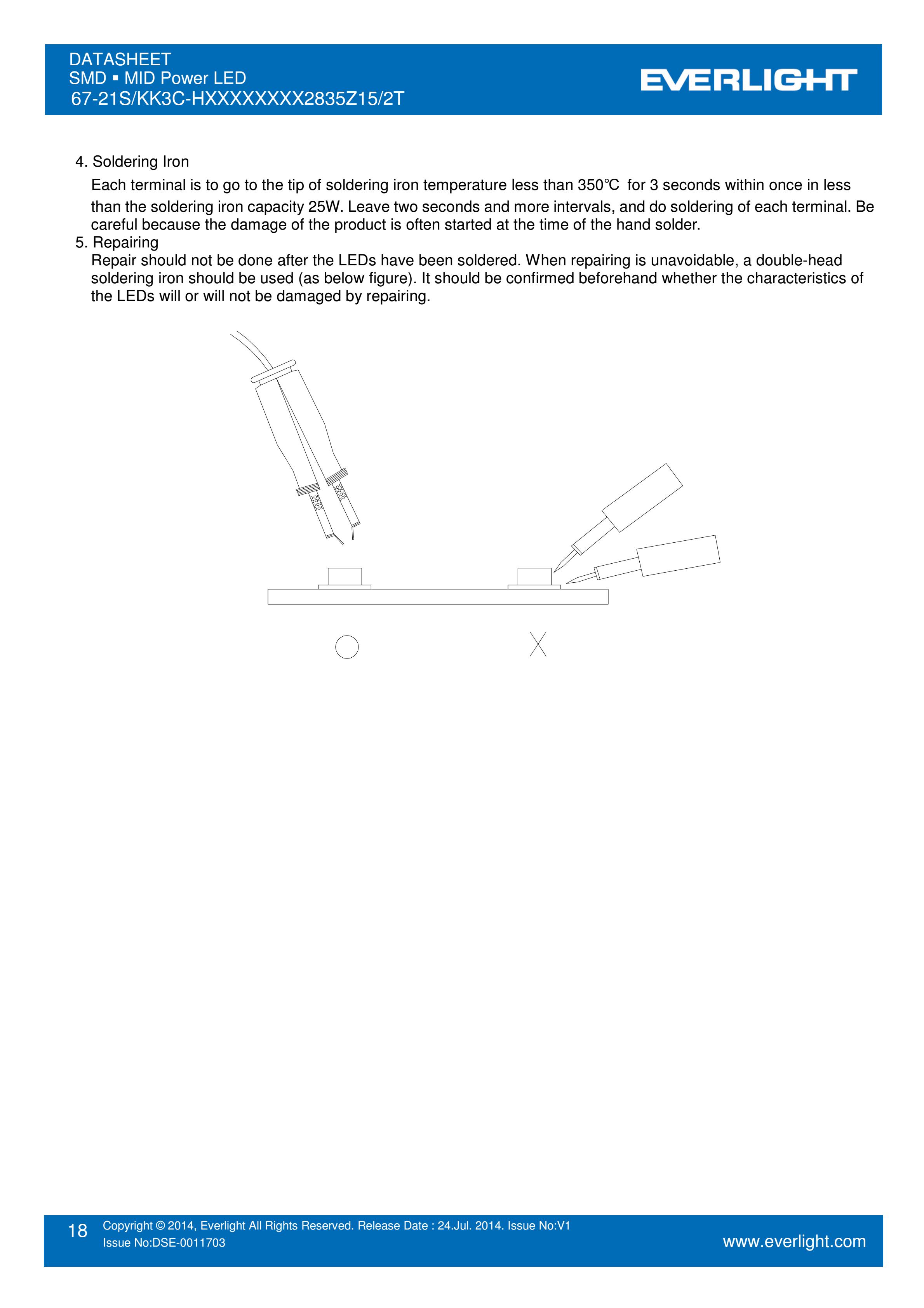 亿光贴片2835灯珠67-21S/KK3C-H5757R2R52835Z15/2T白光规格书PDF（数据表）