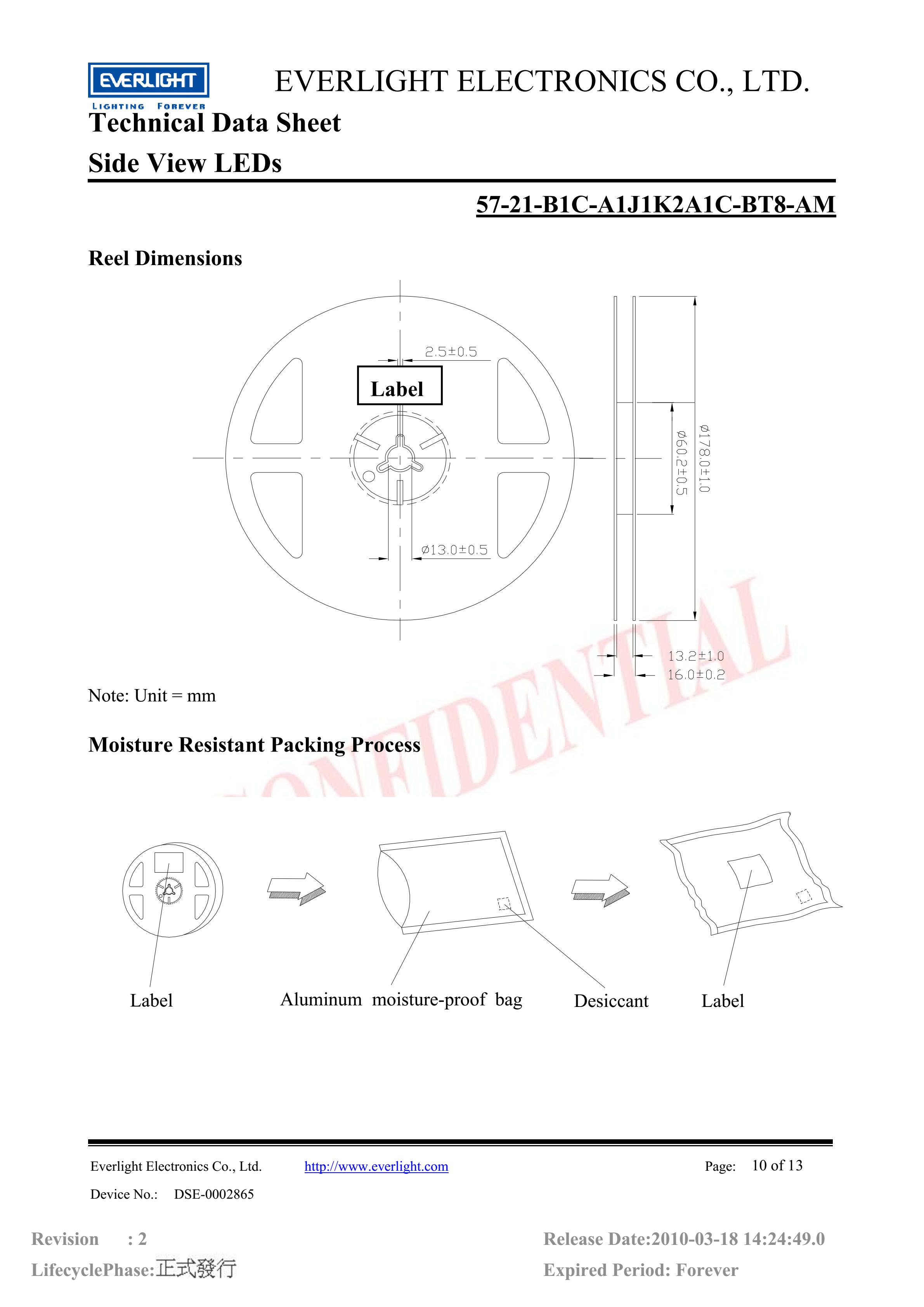 亿光贴片汽车专用灯珠57-21-B1C-A1J1K2A1C-BT8-AM蓝光规格书PDF（数据表）