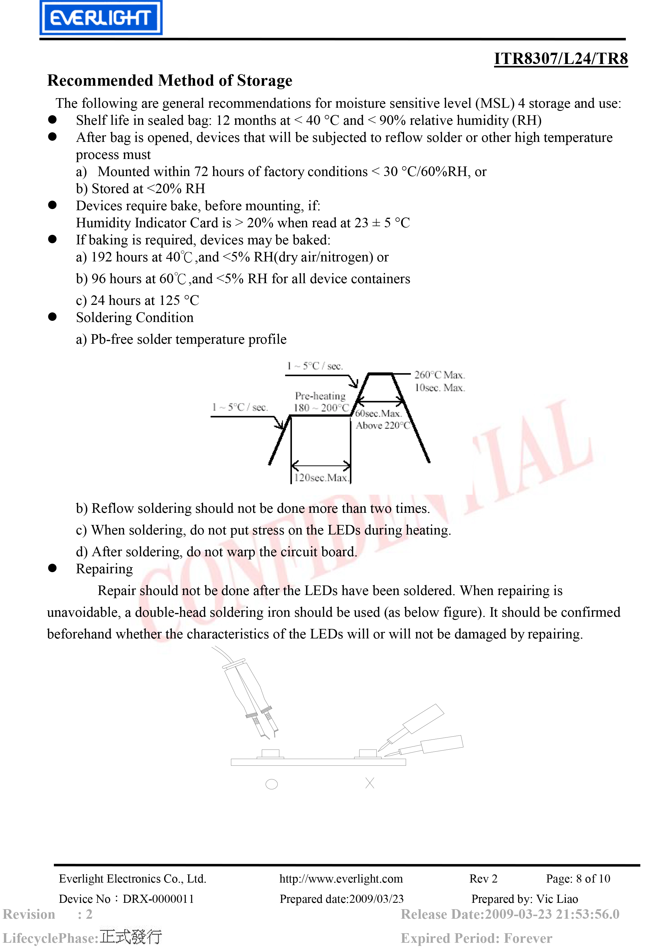 亿光贴片反射式光电开关ITR8307-L24/TR8规格书PDF 数据表