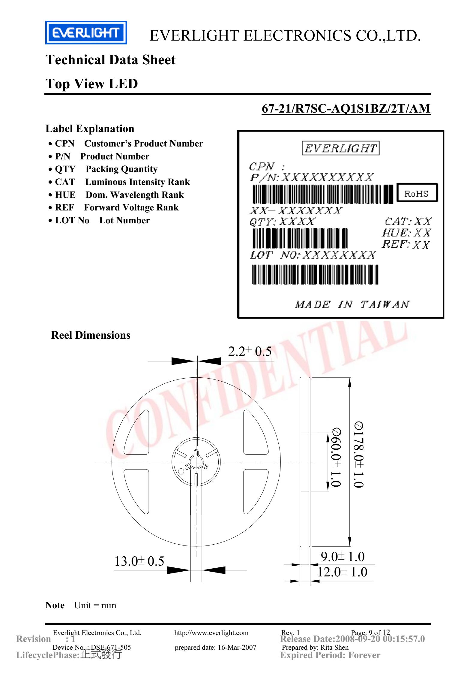 亿光贴片3528汽车专用灯珠67-21/R7SC-AQ1S1BZ/2T/AM参数及规格书(PDF 数据表)