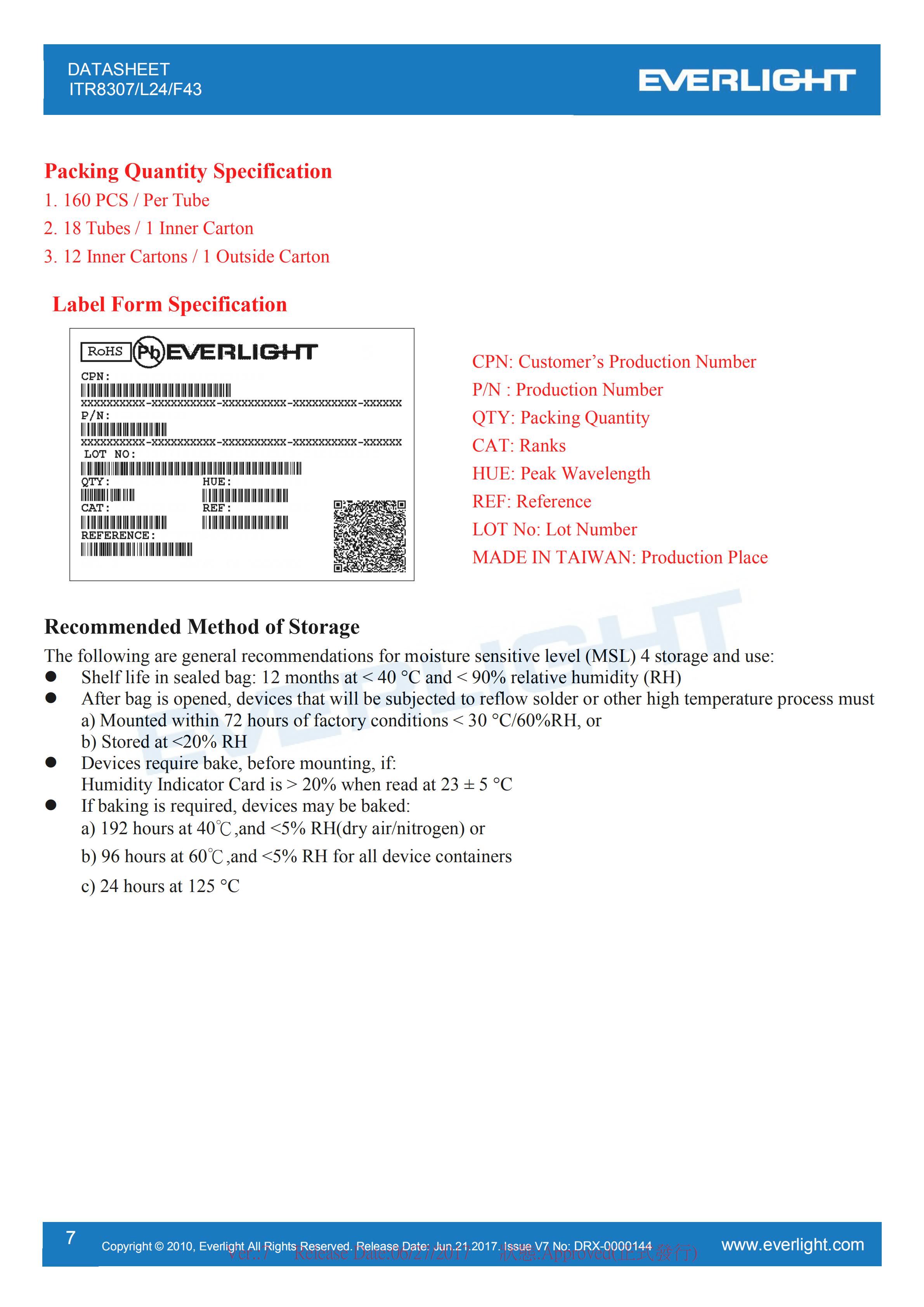 亿光直插反射式光电开关ITR8307/L24/F43参数及规格书(PDF 数据表)