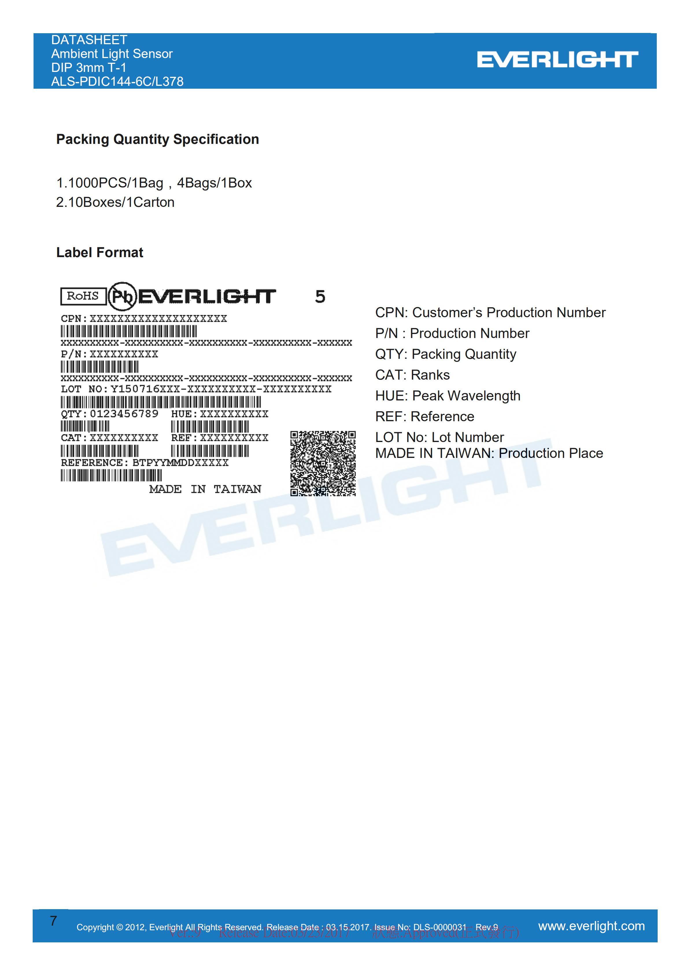 亿光直插环境光传感ALS-PDIC144-6C/L378规格书（数据表PDF）