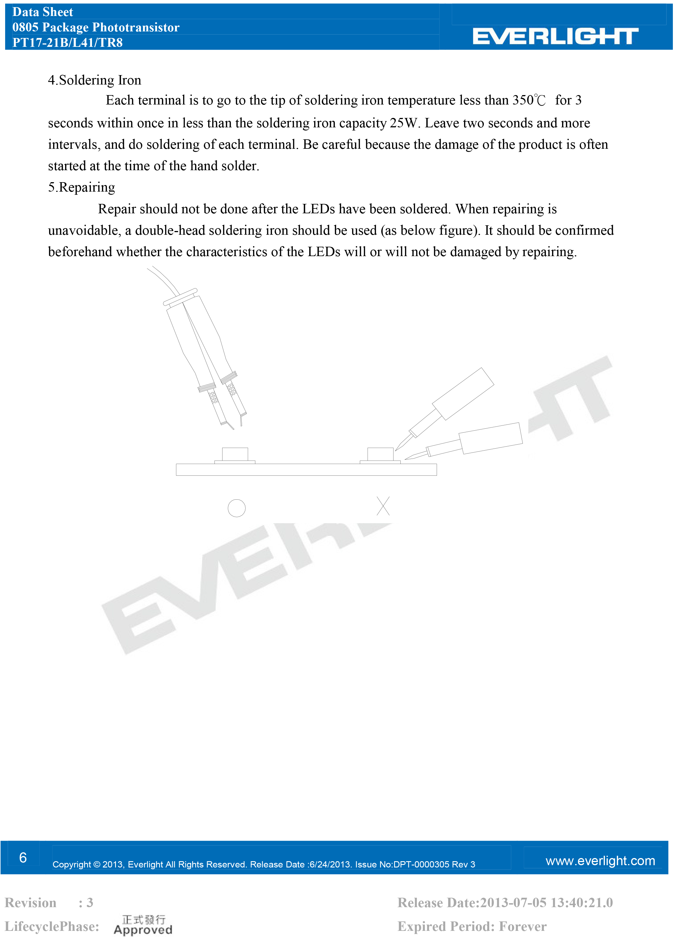 亿光贴片0805接收管PT17-21B/L41/TR8规格书PDF（数据表）