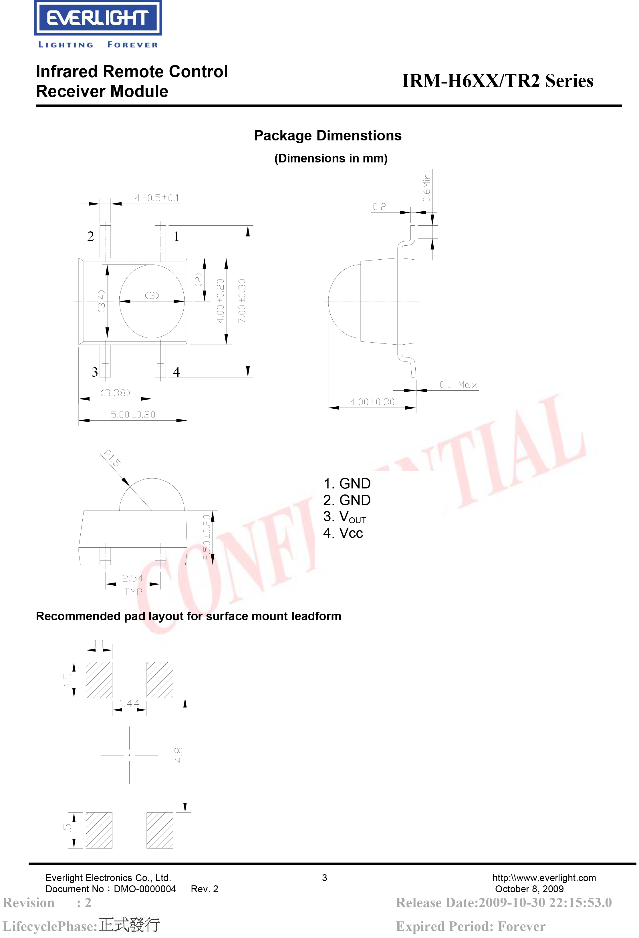 亿光贴片红外接收头IRM-H636/TR2规格书PDF