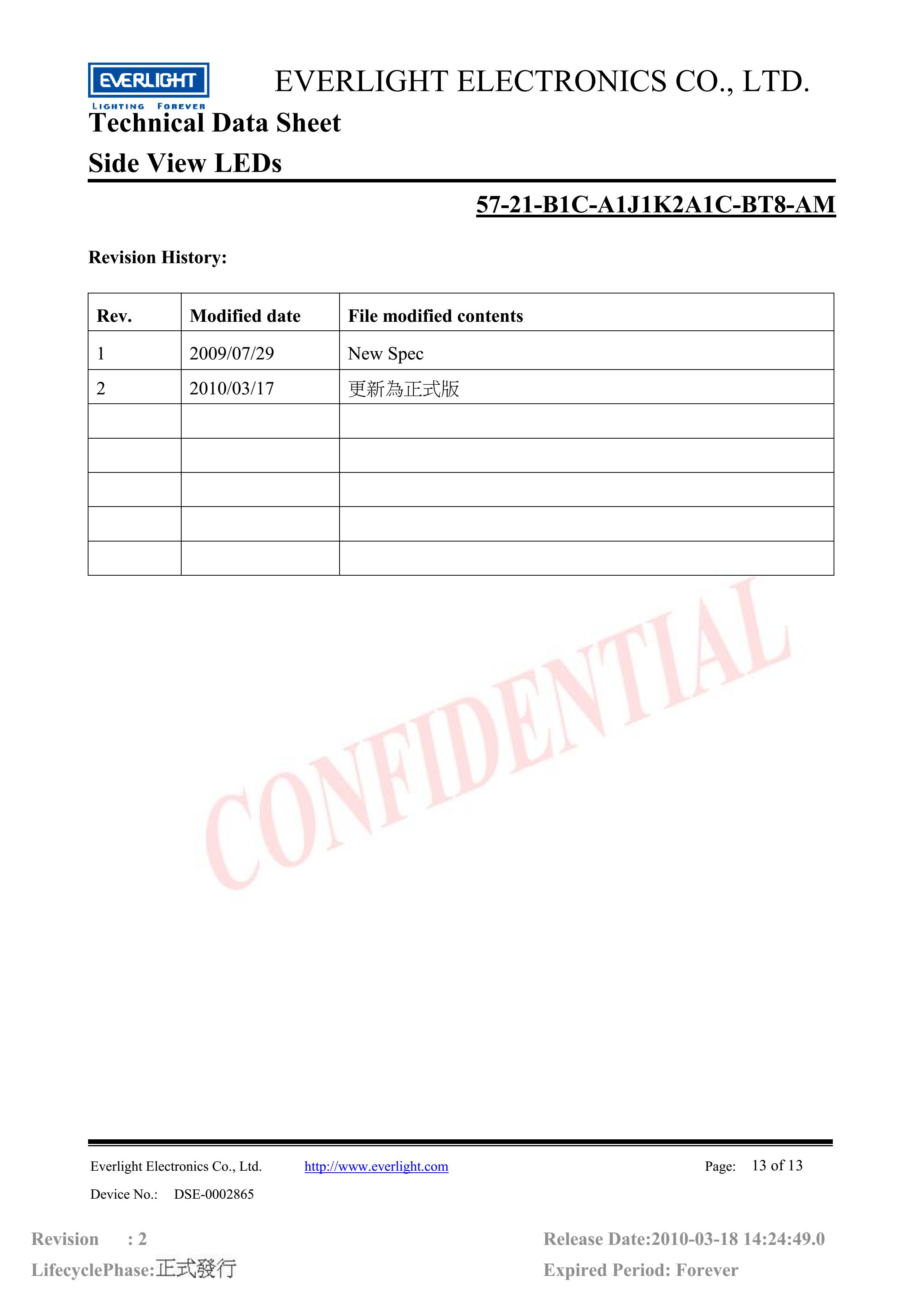 亿光贴片汽车专用灯珠57-21-B1C-A1J1K2A1C-BT8-AM蓝光规格书PDF（数据表）