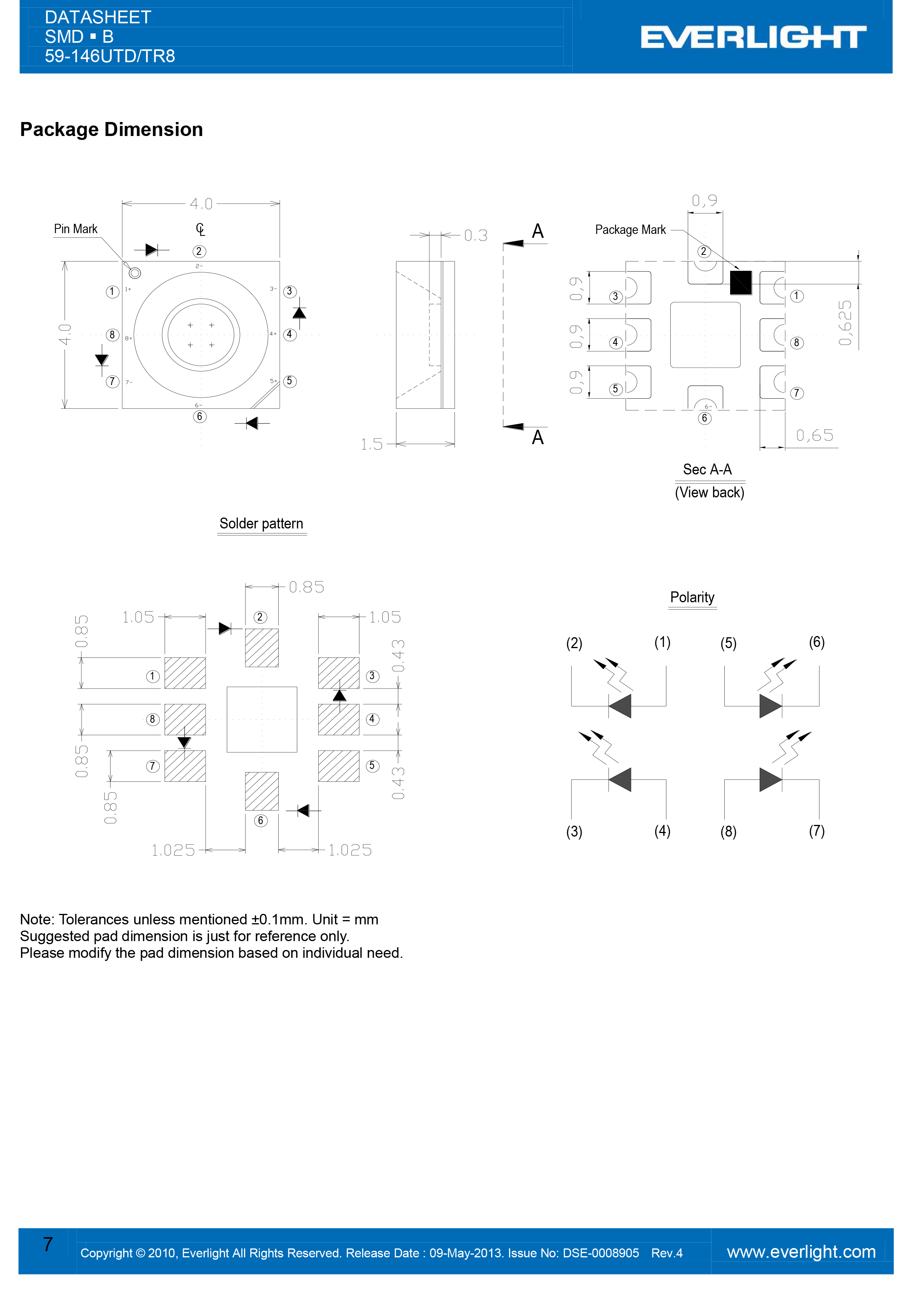 亿光4040闪光灯珠59-146UTD/TR8规格书PDF