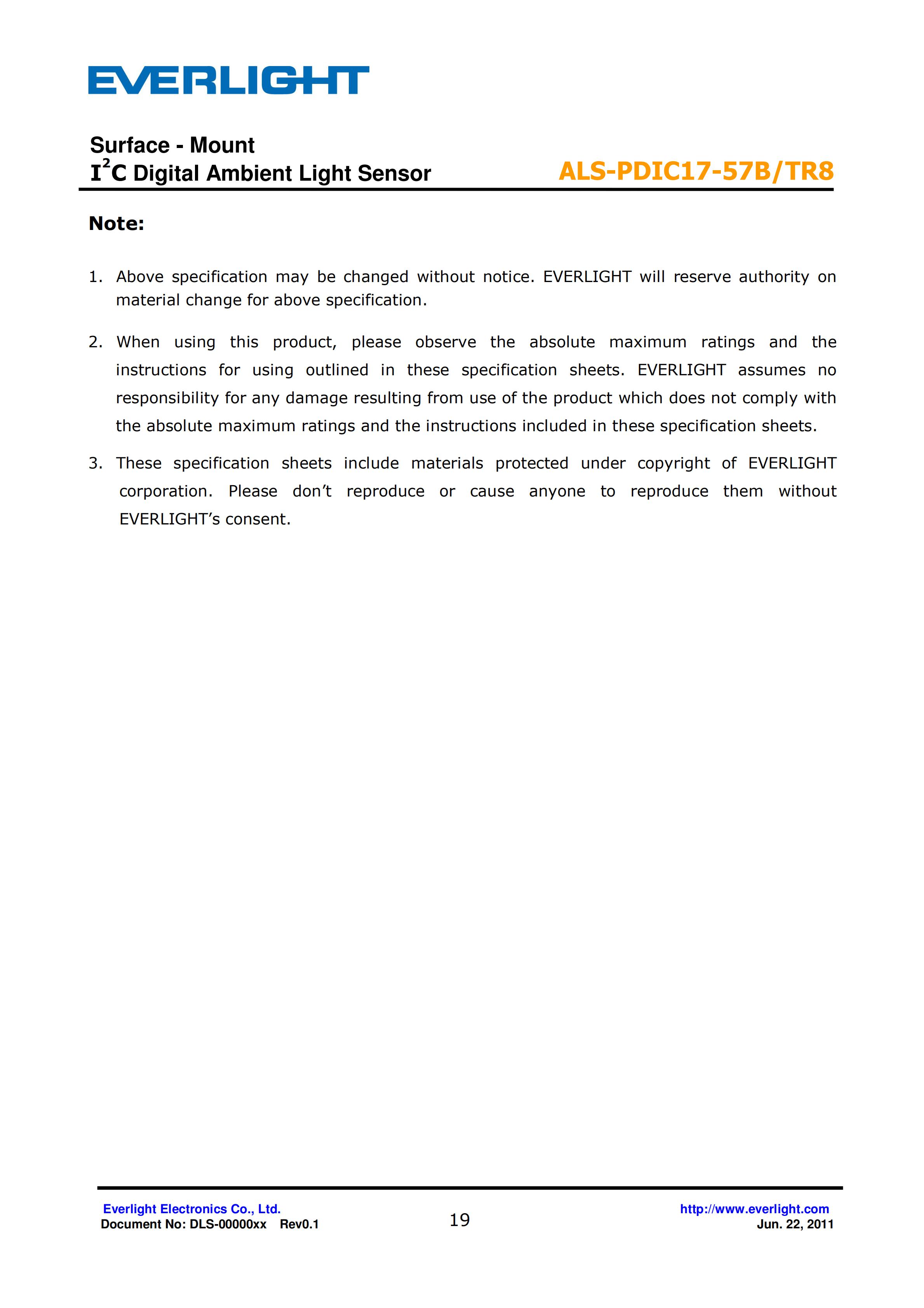 亿光贴片0805环境光传感器ALS-PDIC17-57B/TR8规格书（数据表PDF）