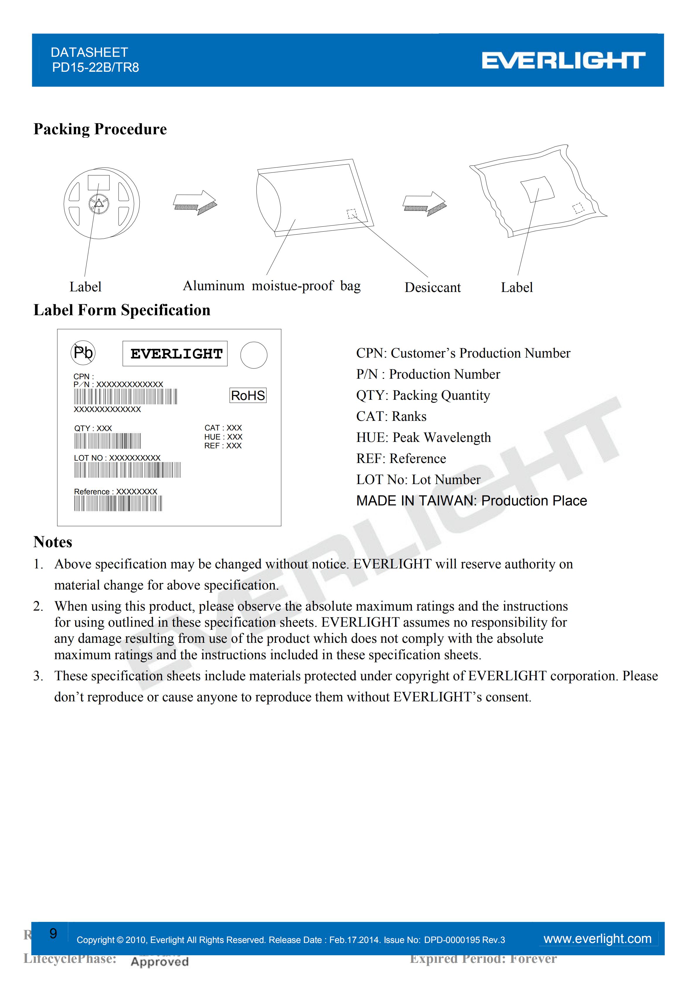 亿光贴片二极管红外接收管PD15-22B/TR8规格书PDF（数据表）