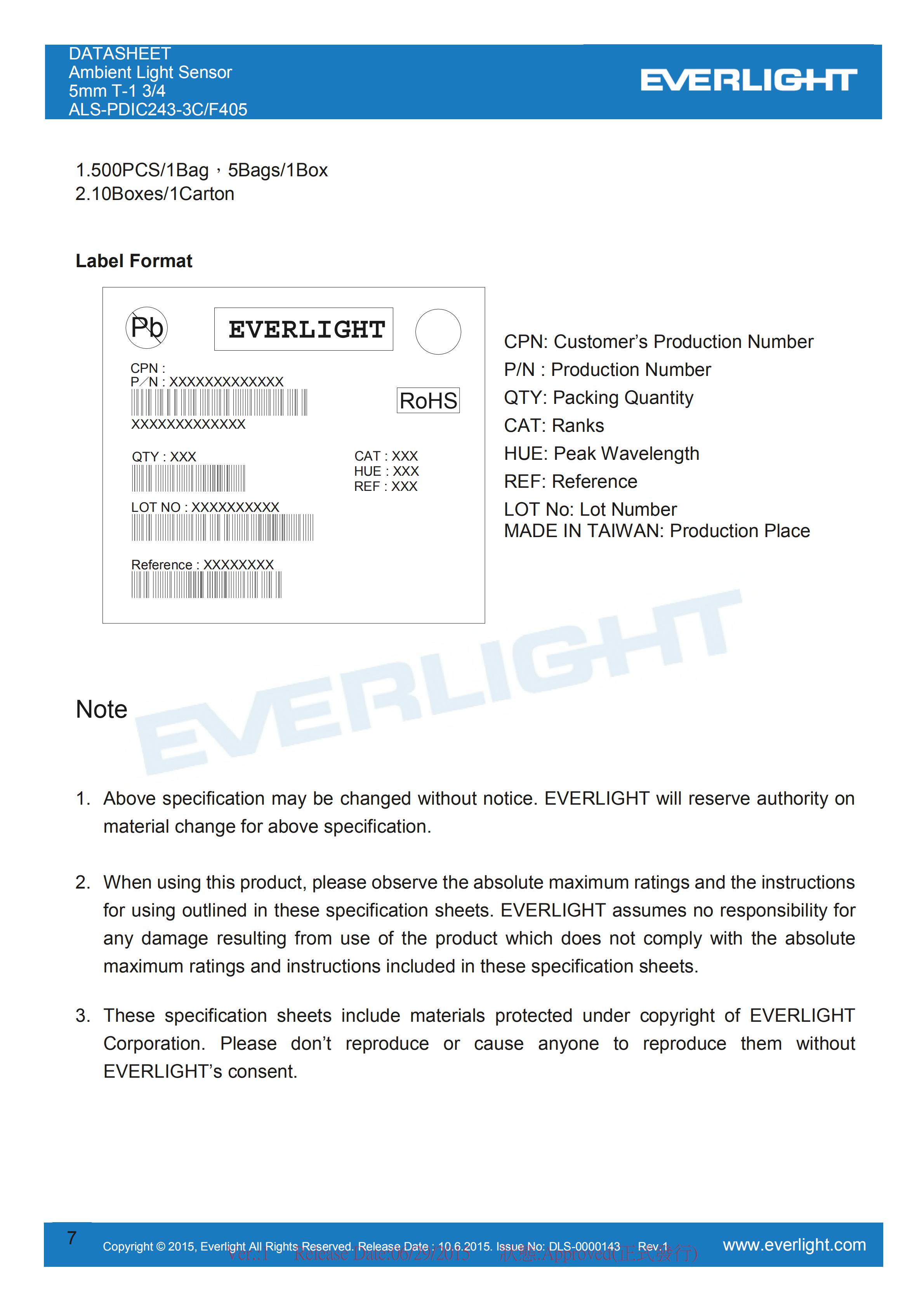 亿光环境光传感器ALS-PDIC243-3C/F405规格书（数据表PDF）