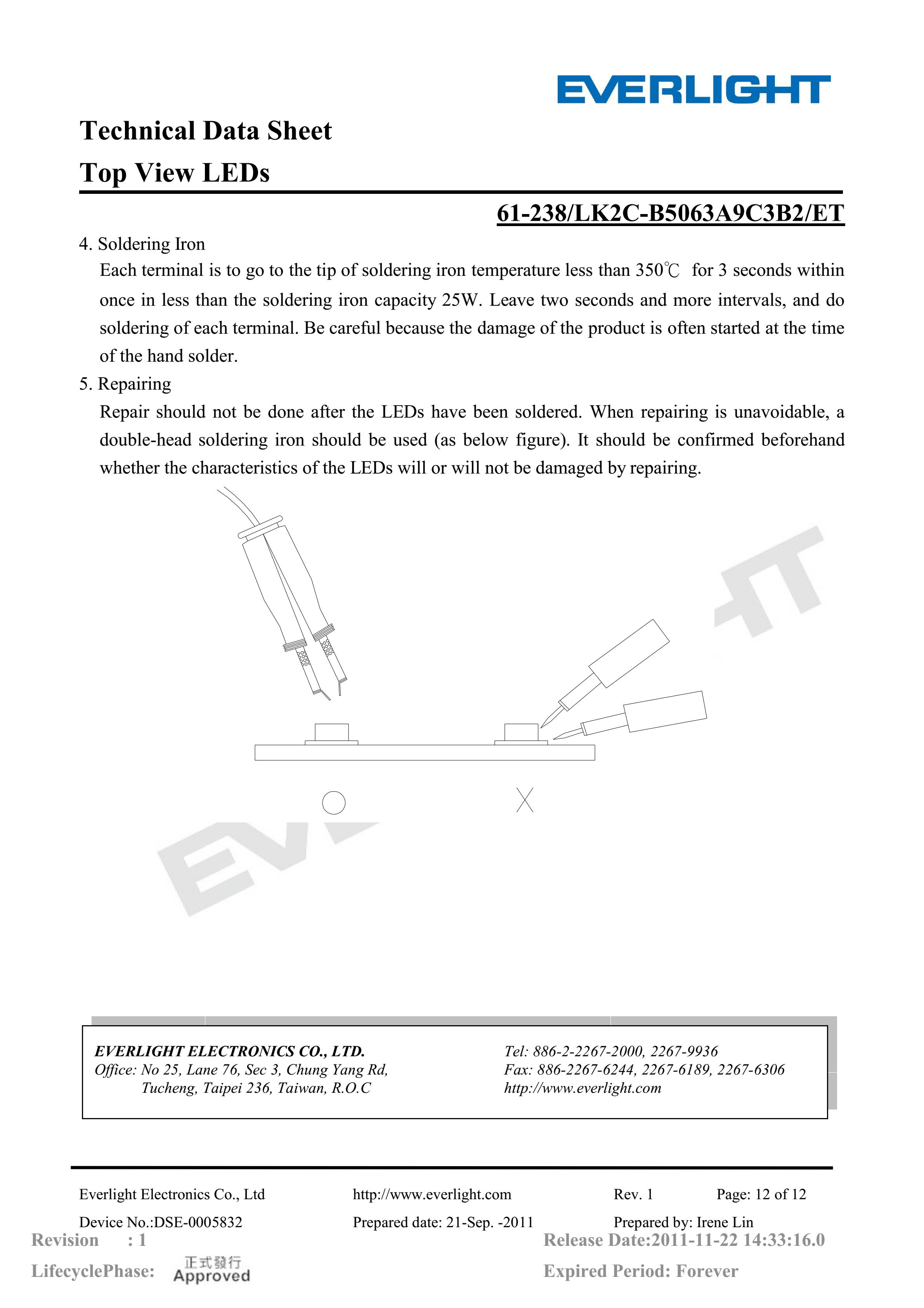 亿光贴片5050灯珠61-238-LK2C-B5063A9C3B2-ET 白光规格书PDF（数据表）