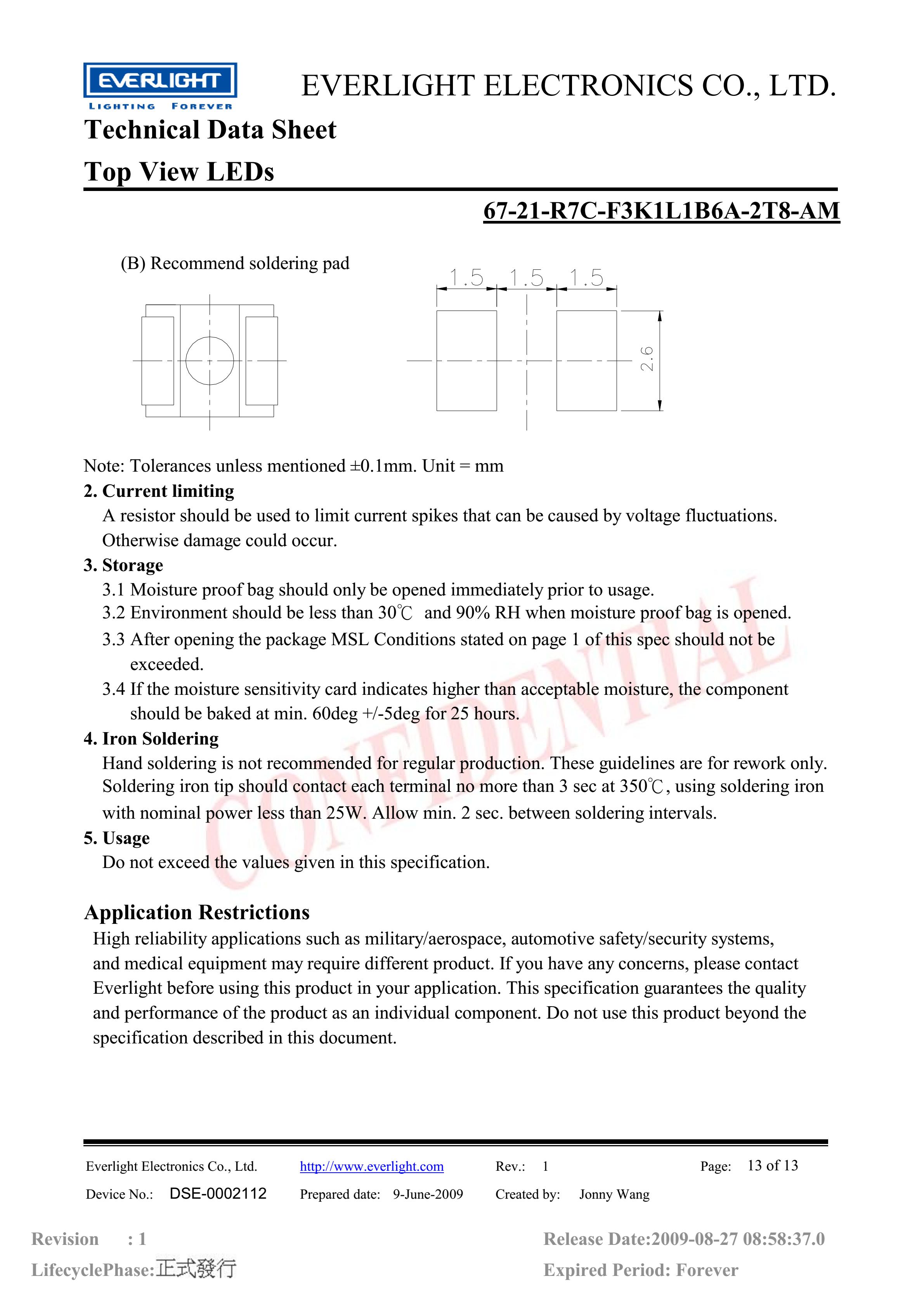 亿光贴片3528汽车专用灯珠67-21-R7C-F3K1L1B6A-2T8-AM红光规格书PDF（数据表）