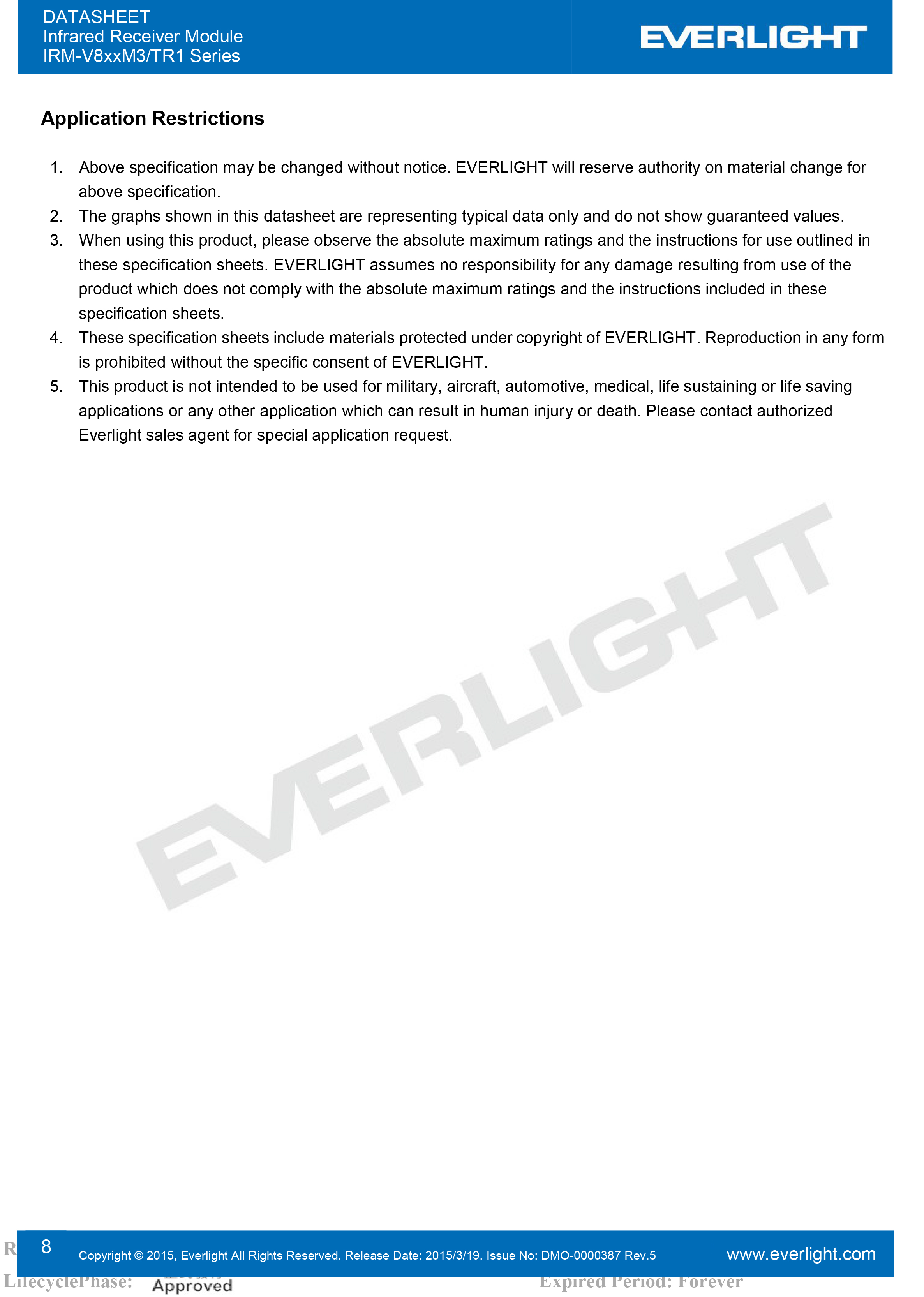 亿光贴片红外接收头IRM-V856M3/TR1规格书PDF（数据表）