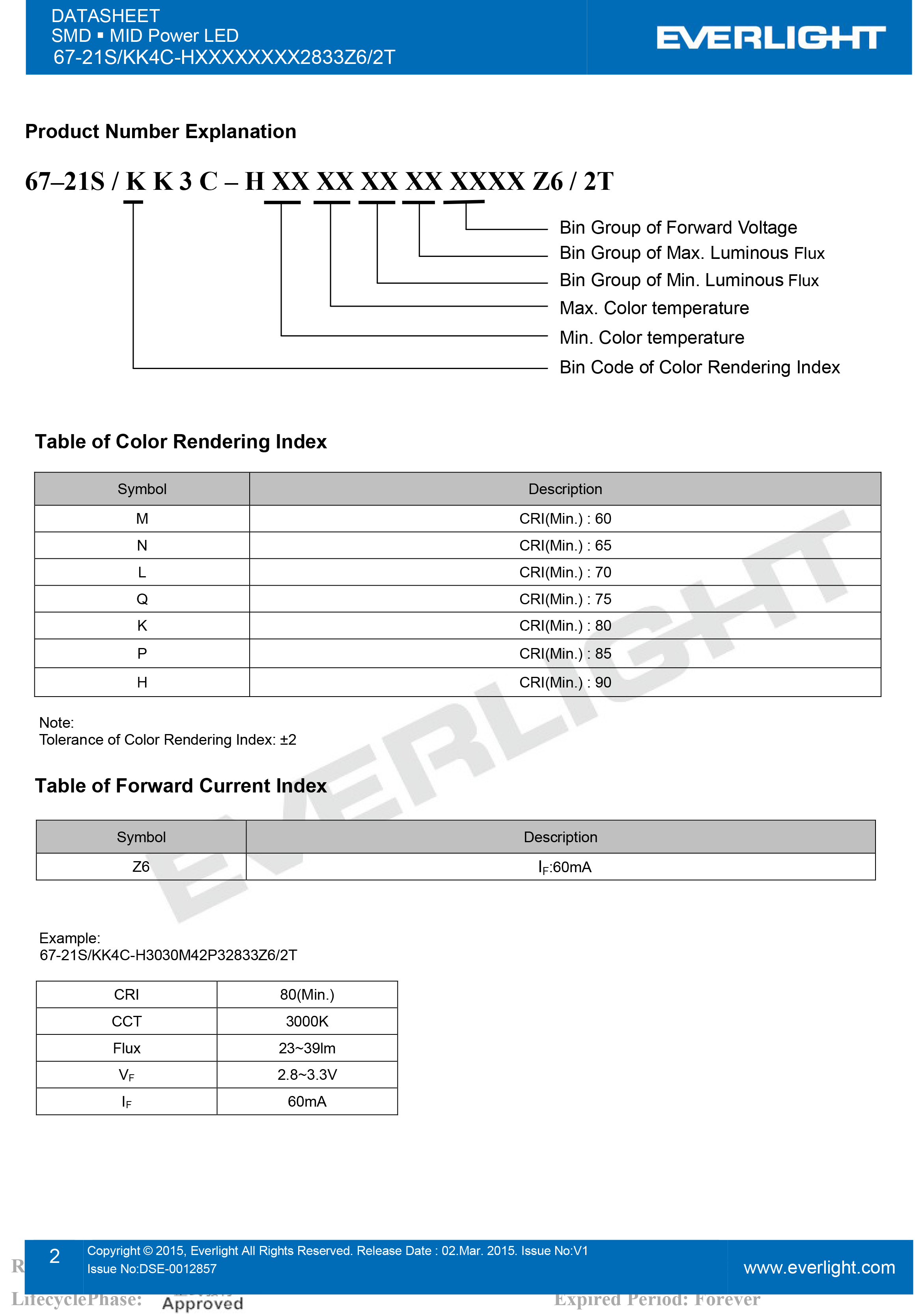 亿光贴片LED2835灯珠67-21S/KK4C-H2727M4N42833Z6/2T规格书PDF（数据表）