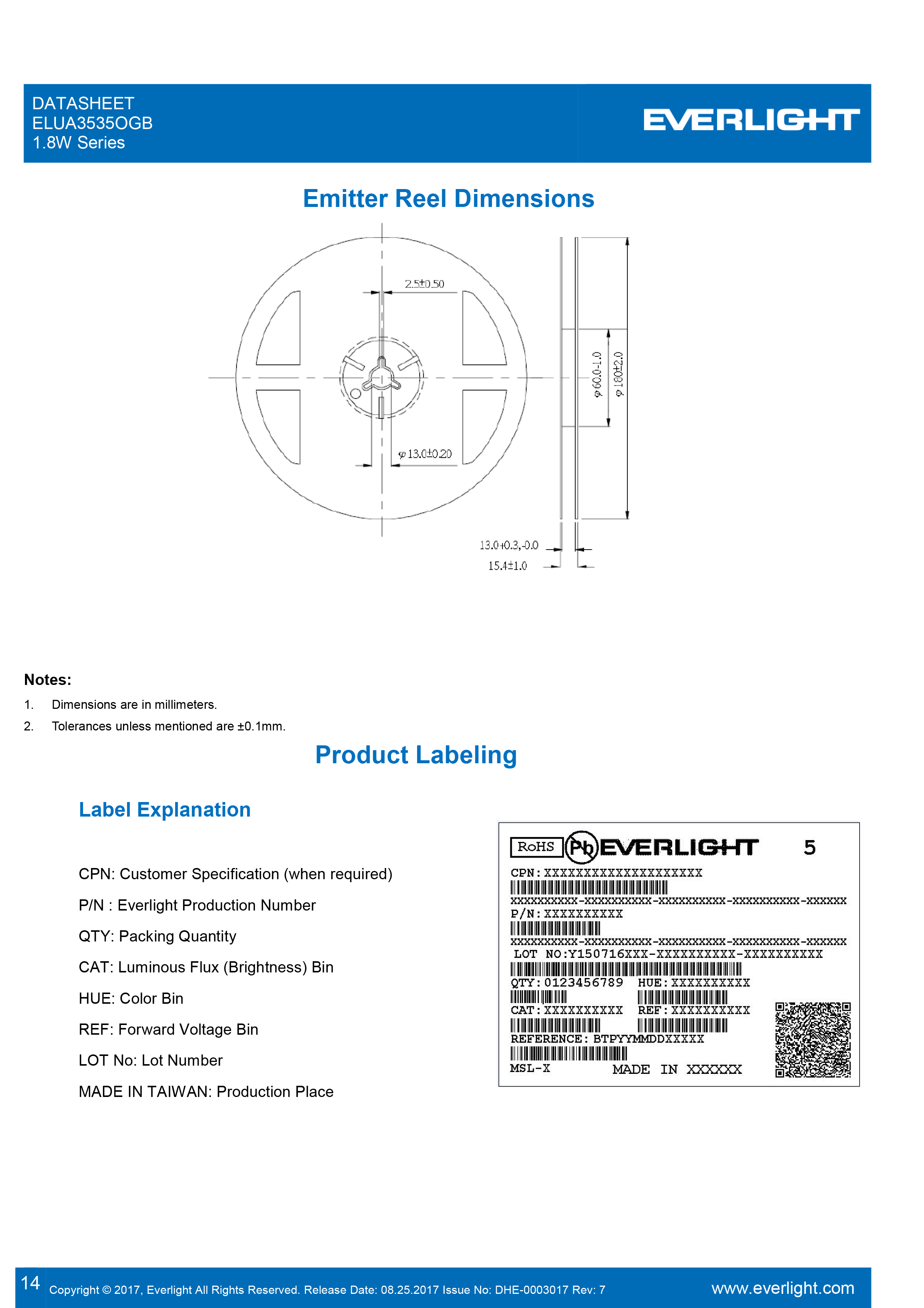 亿光1.8W紫光LED灯珠ELUA3535OGB-P6070U23040500-VD1M规格书PDF