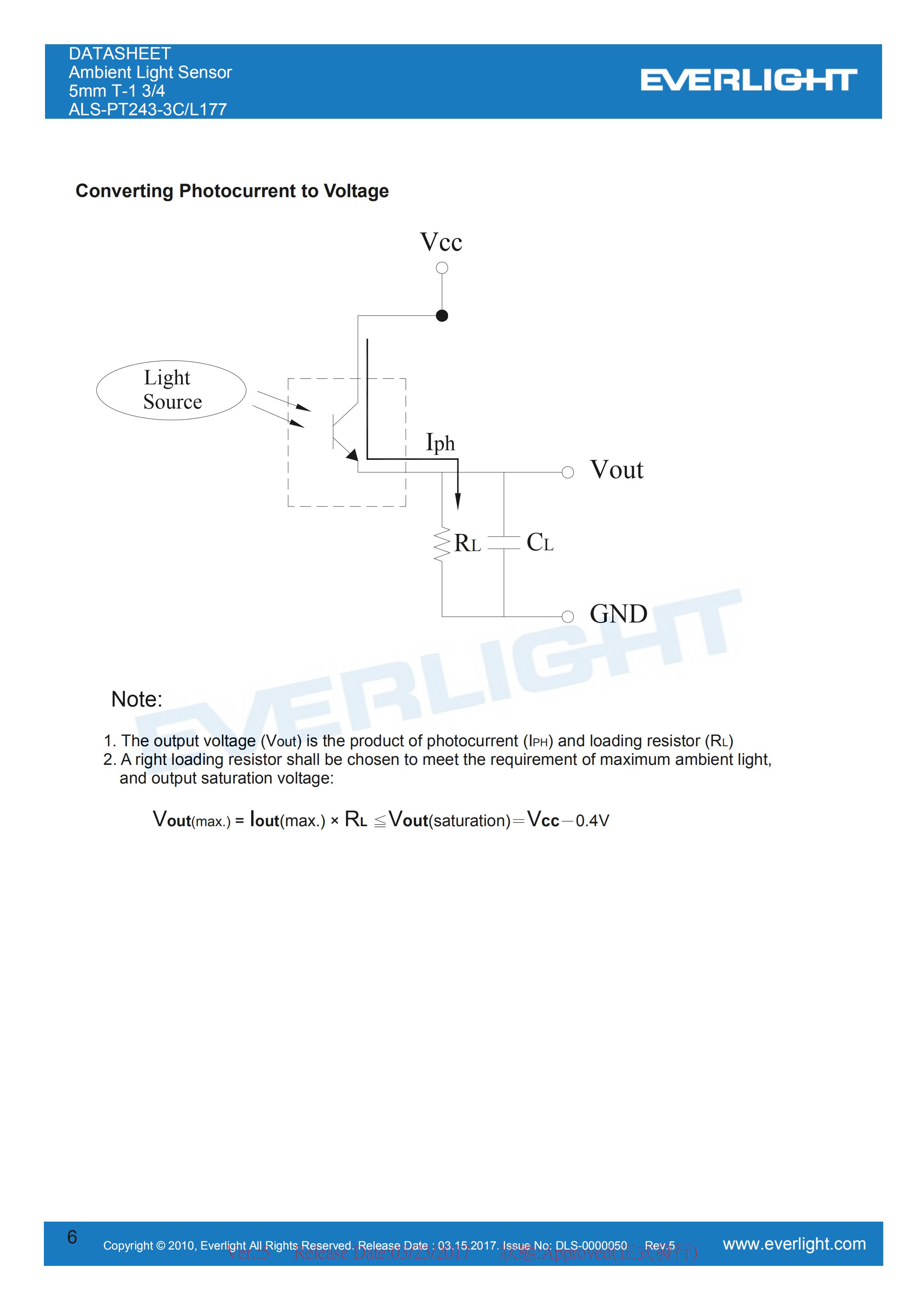 亿光直插环境光传感器ALS-PT243-3C/L177规格书（数据表PDF）