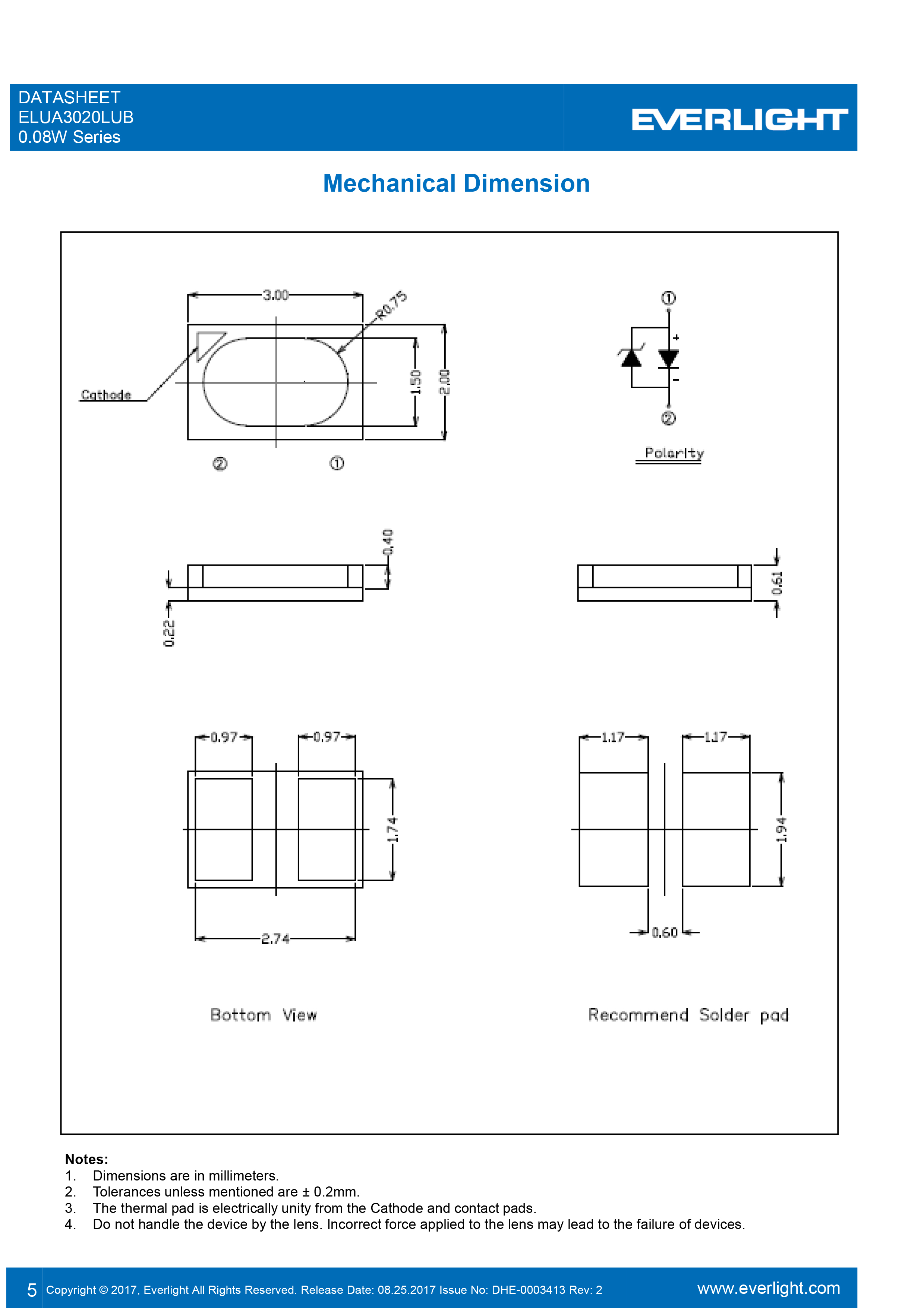亿光0.08W紫光LED灯珠ELUA3020LUB-P8090Q53040020-VA1D规格书PDF
