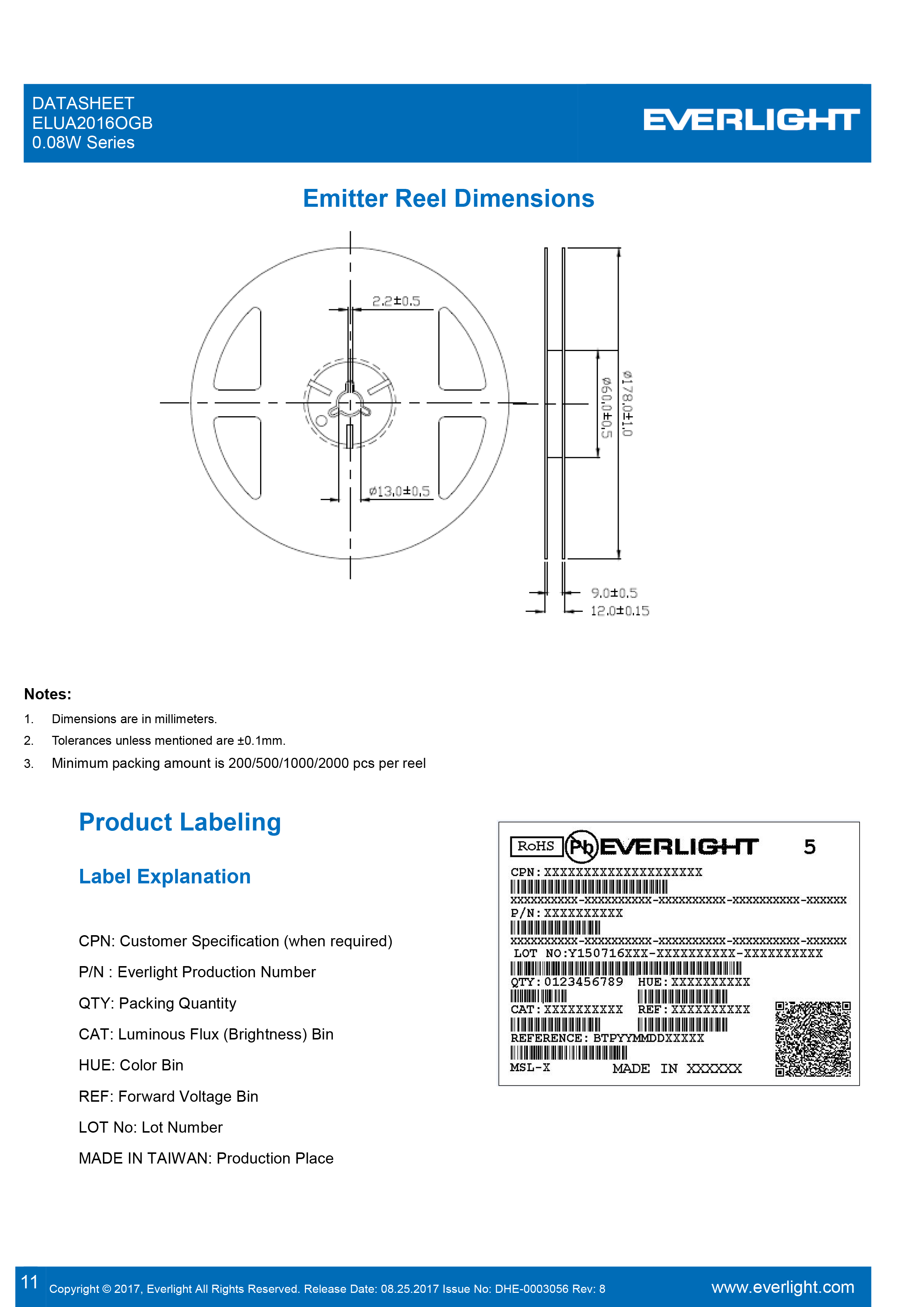 亿光0.08W紫光LED灯珠ELUA2016OGB-P8090Q53040020-VA1M规格书PDF