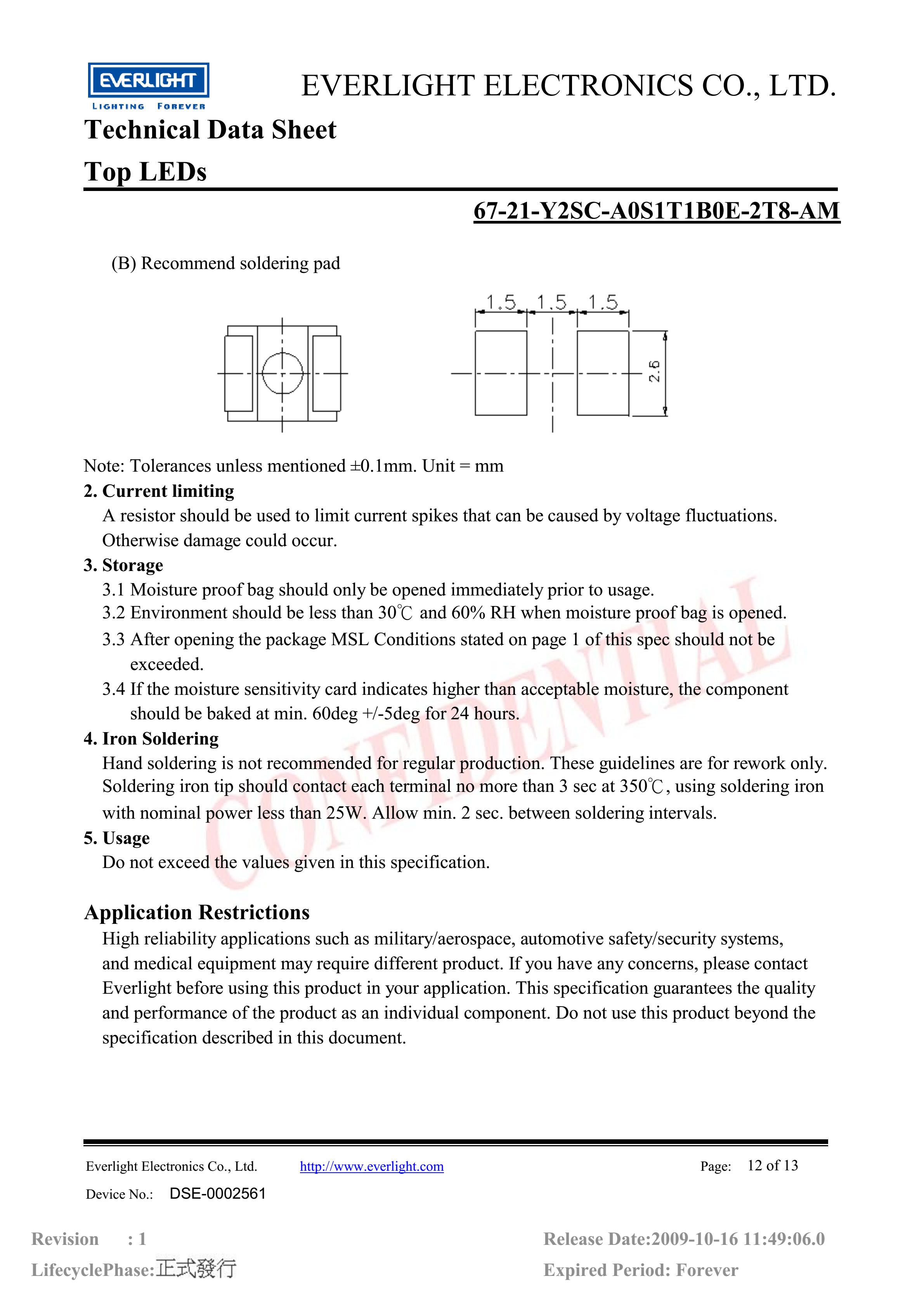 亿光贴片3528汽车专用灯珠67-21-Y2SC-A0S1T1B0E-2T8-AM参数及规格书(PDF 数据表)