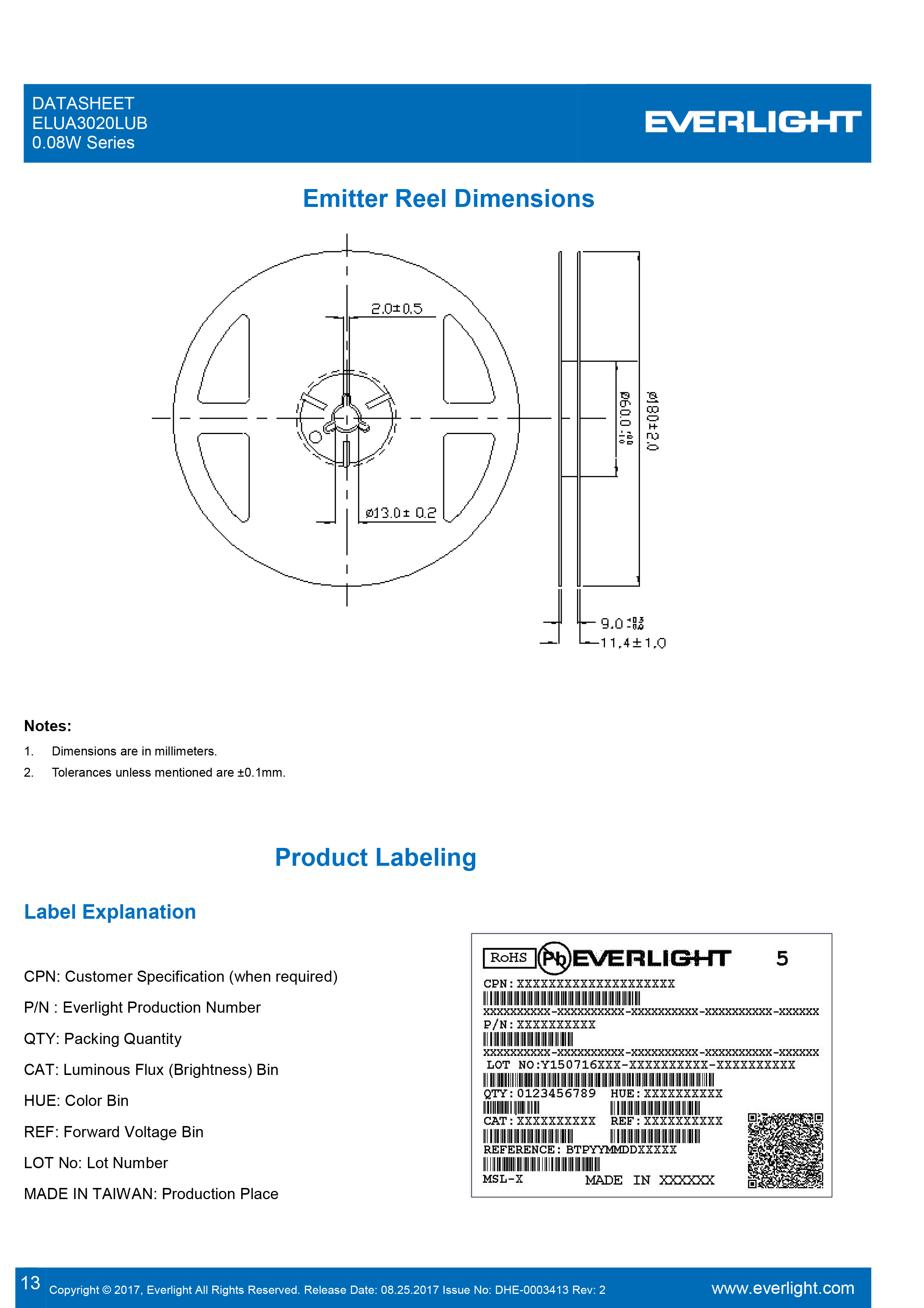 亿光0.08W紫光LED灯珠ELUA3020LUB-P8090Q53040020-VA1D规格书PDF