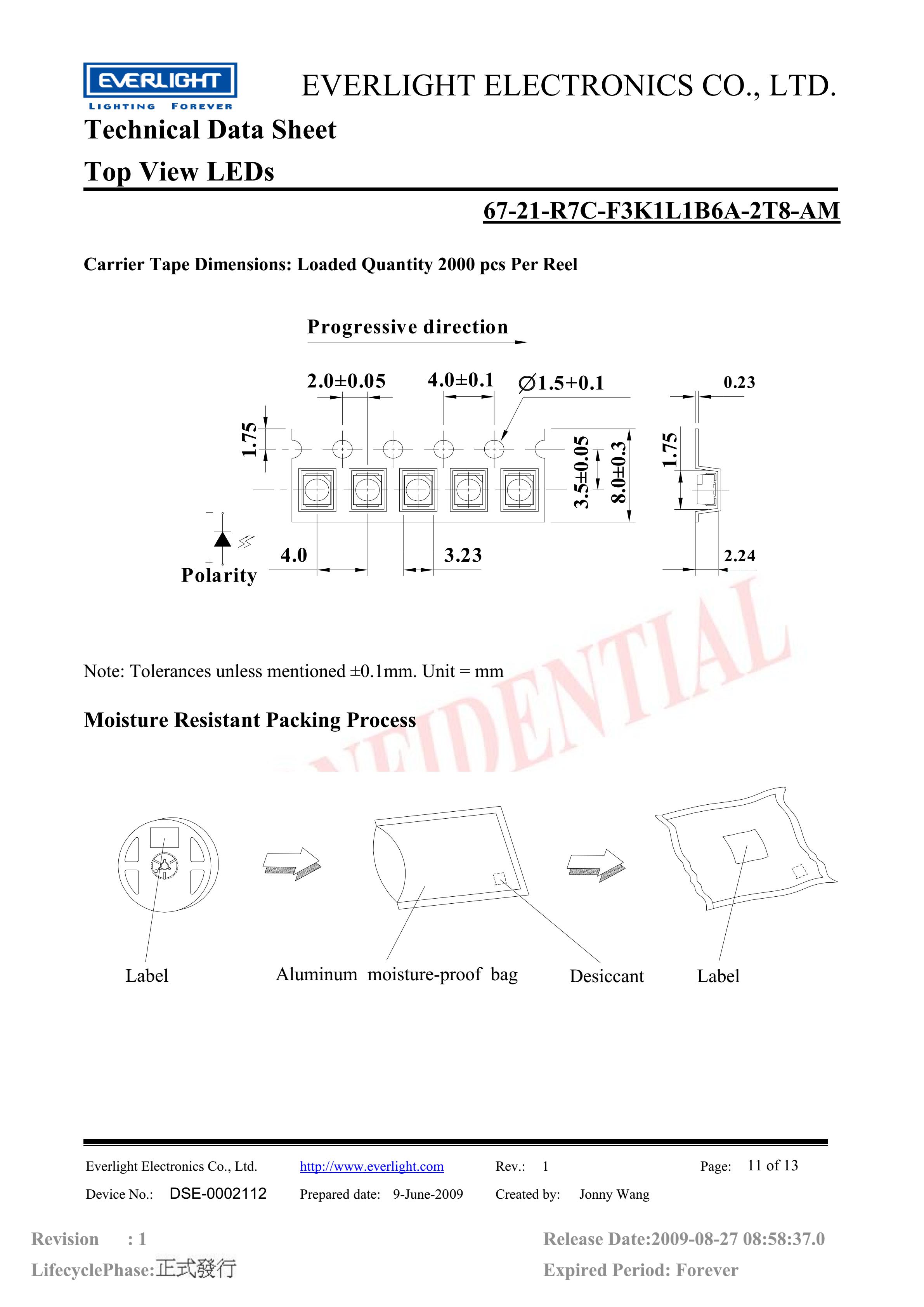 亿光贴片3528汽车专用灯珠67-21-R7C-F3K1L1B6A-2T8-AM红光规格书PDF（数据表）