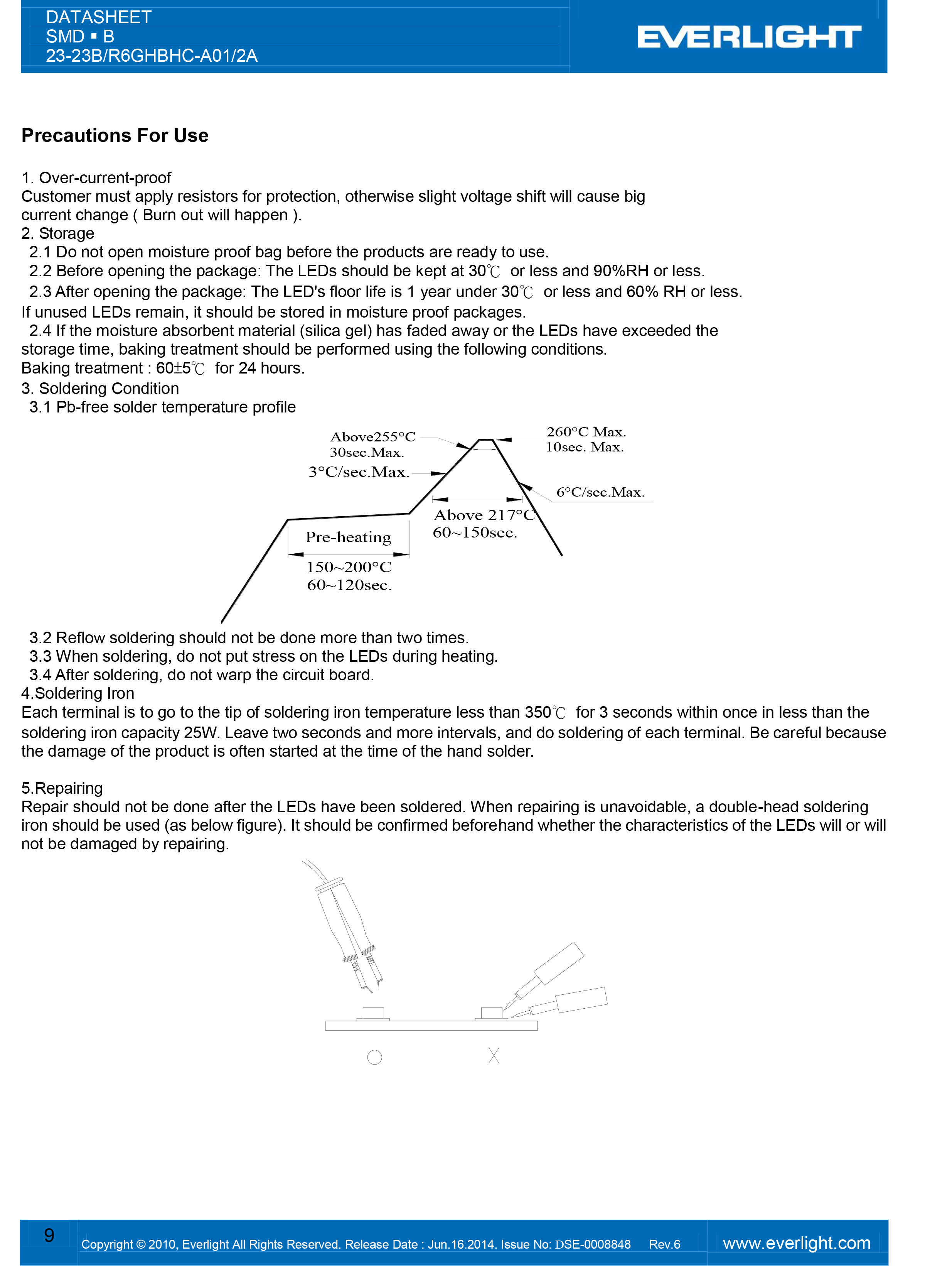 亿光贴片1206反向灯珠23-23B/R6GHBHC-A01/2A规格书PDF 数据表