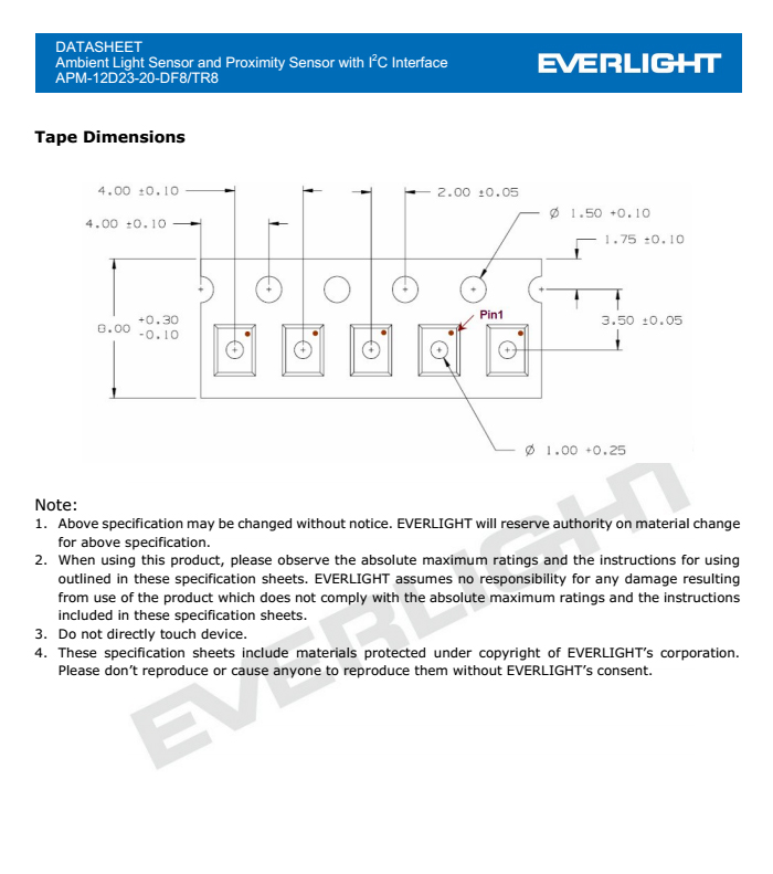 亿光接近式传感器APM-12D23-20-DF8/TR8规格书PDF