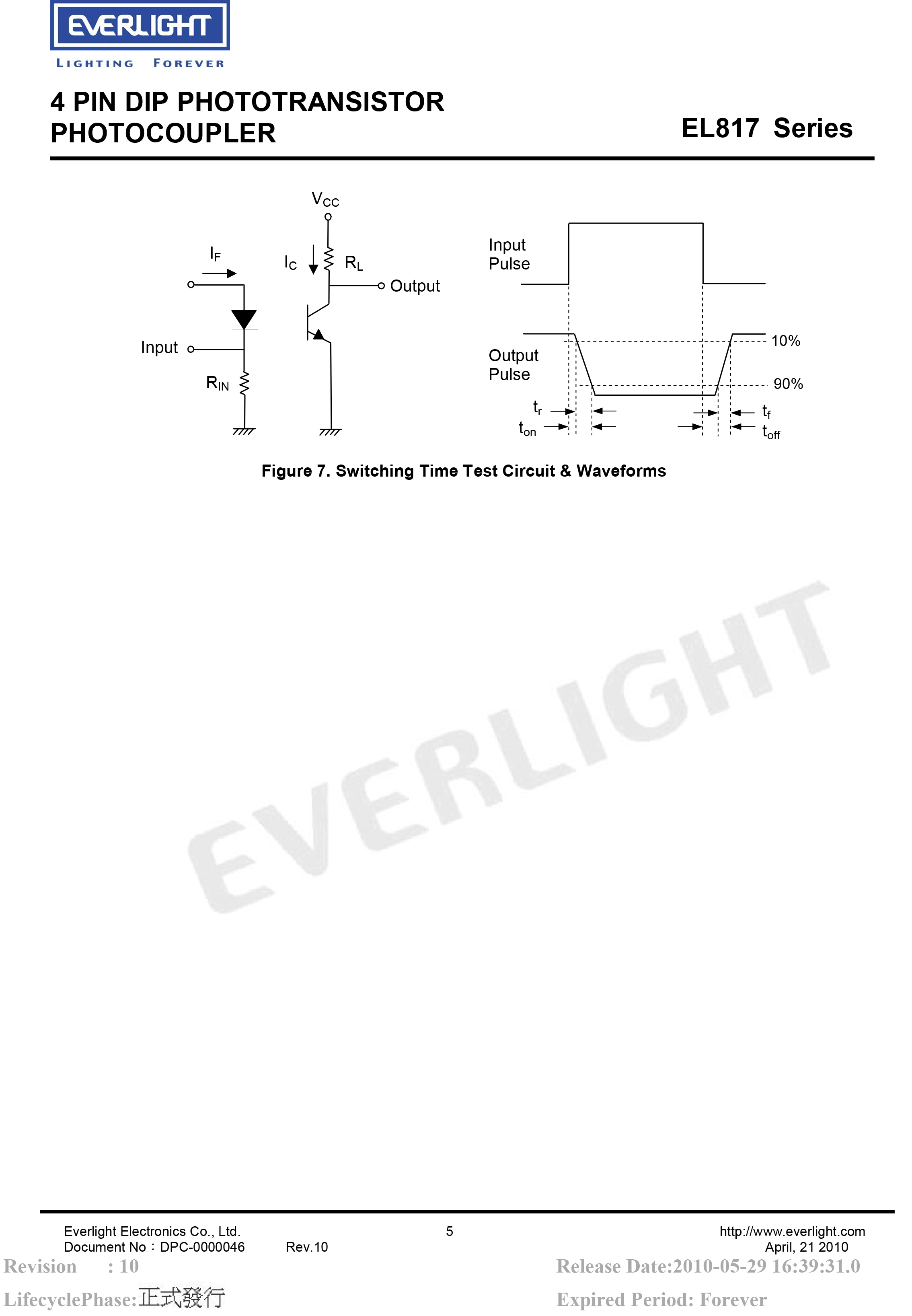 亿光直插光耦EL817 DIP-4光电耦合器规格书PDF
