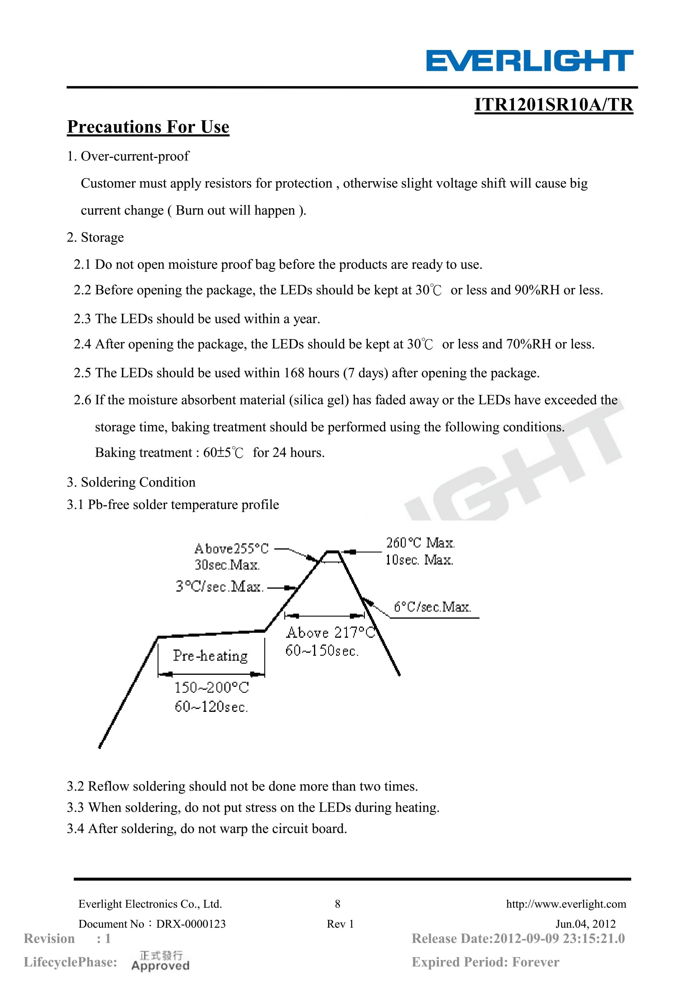 亿光贴片反射式光电开关ITR1201SR10A/TR参数及规格书(PDF 数据表)