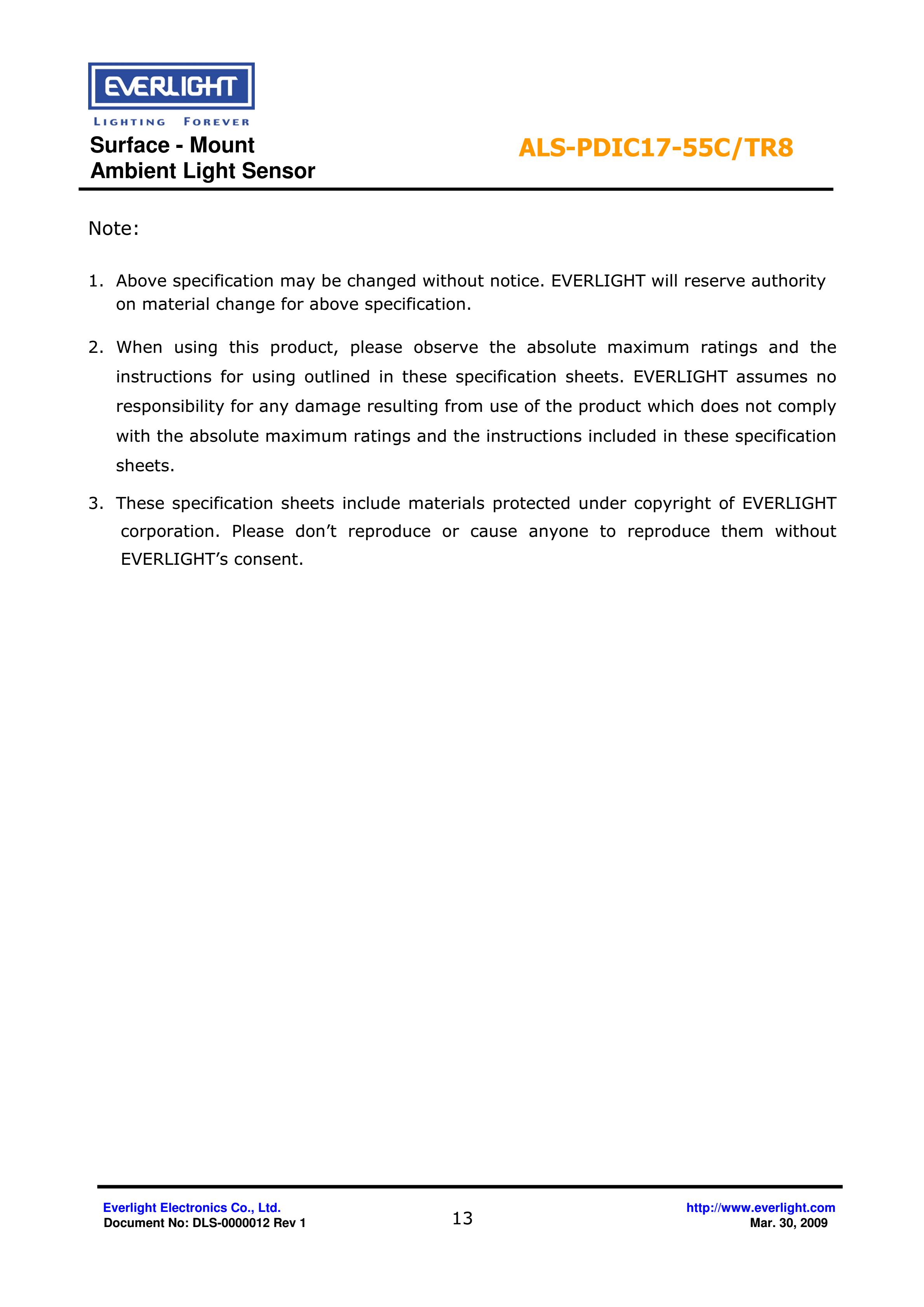 亿光贴片0805环境光传感器ALS-PDIC17-55C/TR8规格书（数据表PDF）