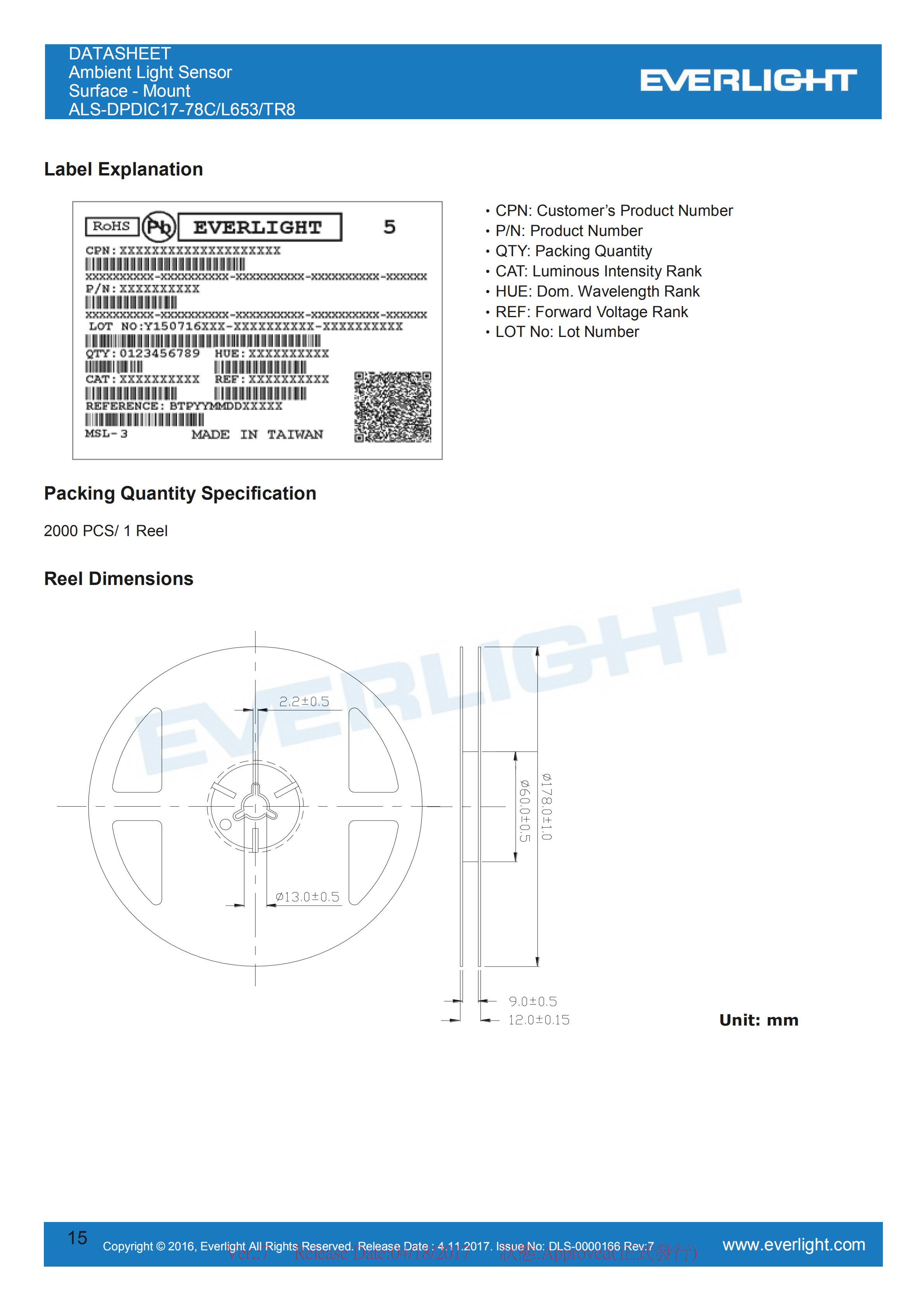 亿光贴片0808环境光传感器ALS-DPDIC17-78C/L653/TR8规格书（数据表PDF）