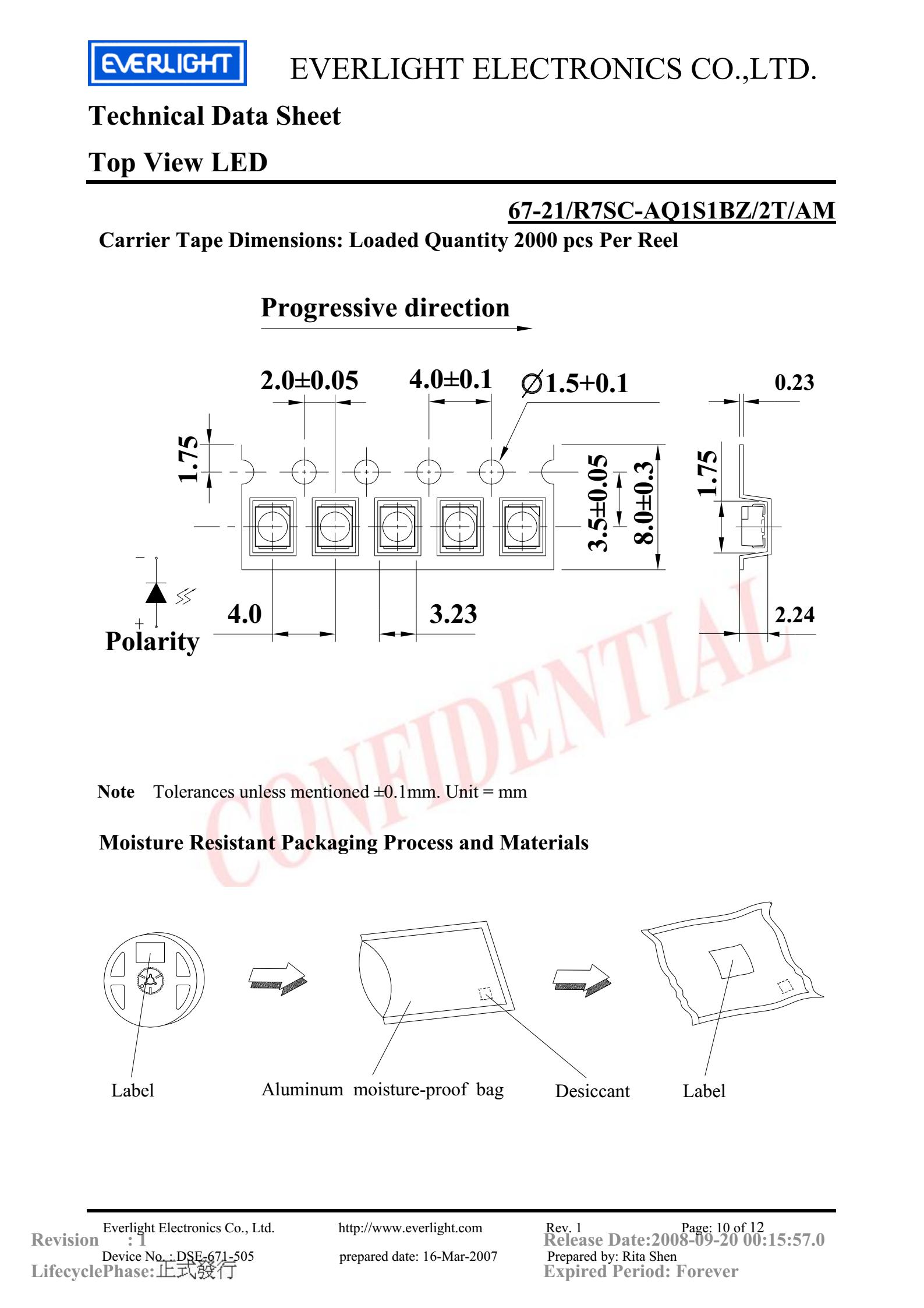 亿光贴片3528汽车专用灯珠67-21/R7SC-AQ1S1BZ/2T/AM参数及规格书(PDF 数据表)