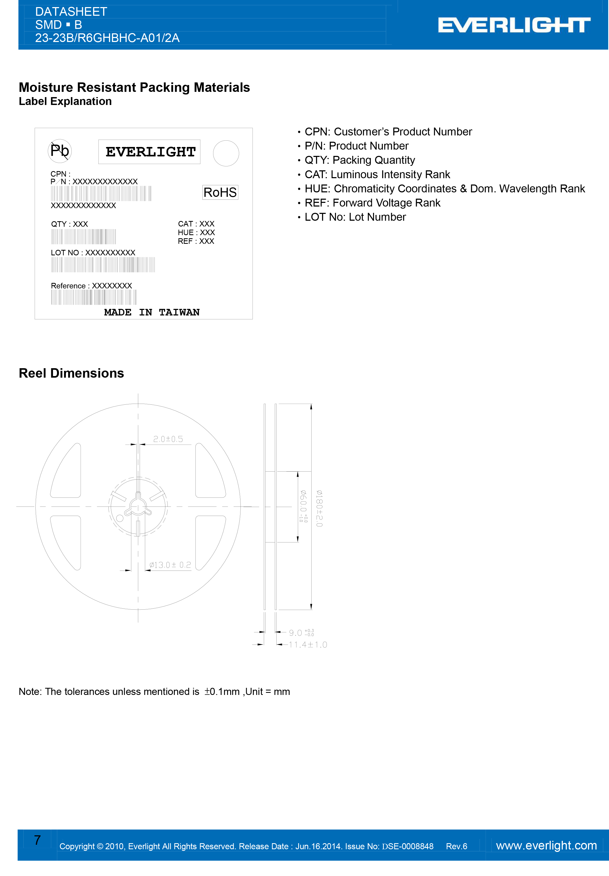 亿光贴片1206反向灯珠23-23B/R6GHBHC-A01/2A规格书PDF 数据表