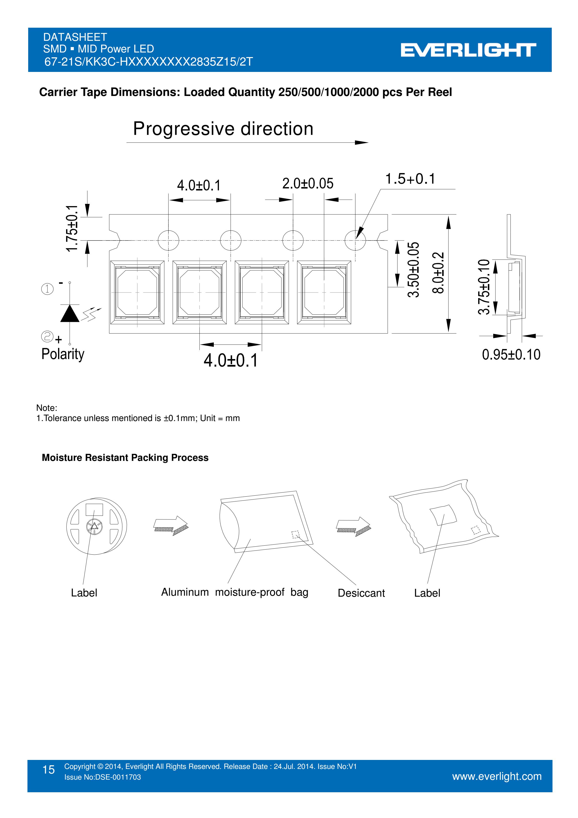 亿光贴片2835灯珠67-21S/KK3C-H4040R1R42835Z15/2T 白光规格书PDF（数据表）