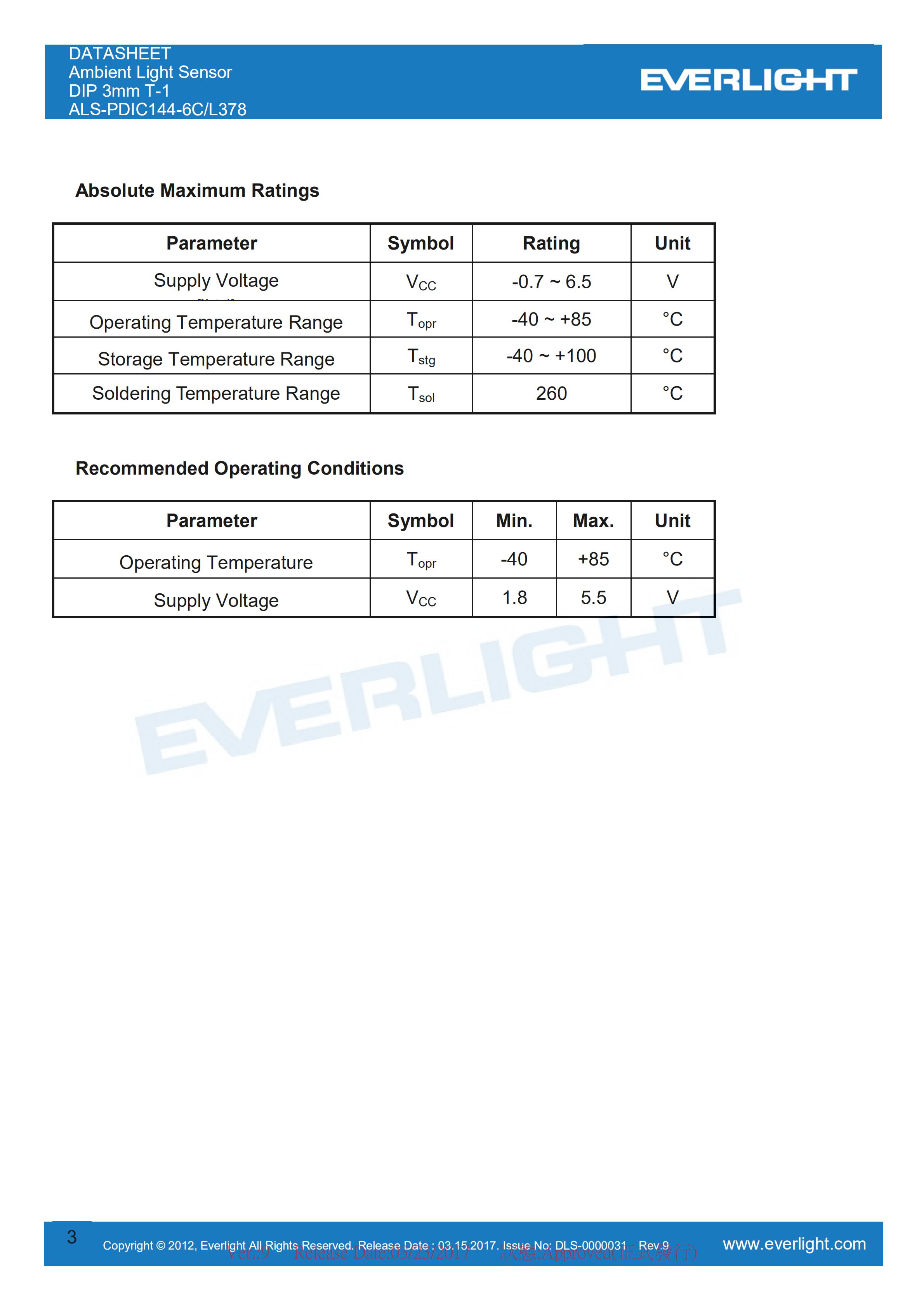 亿光直插环境光传感ALS-PDIC144-6C/L378规格书（数据表PDF）