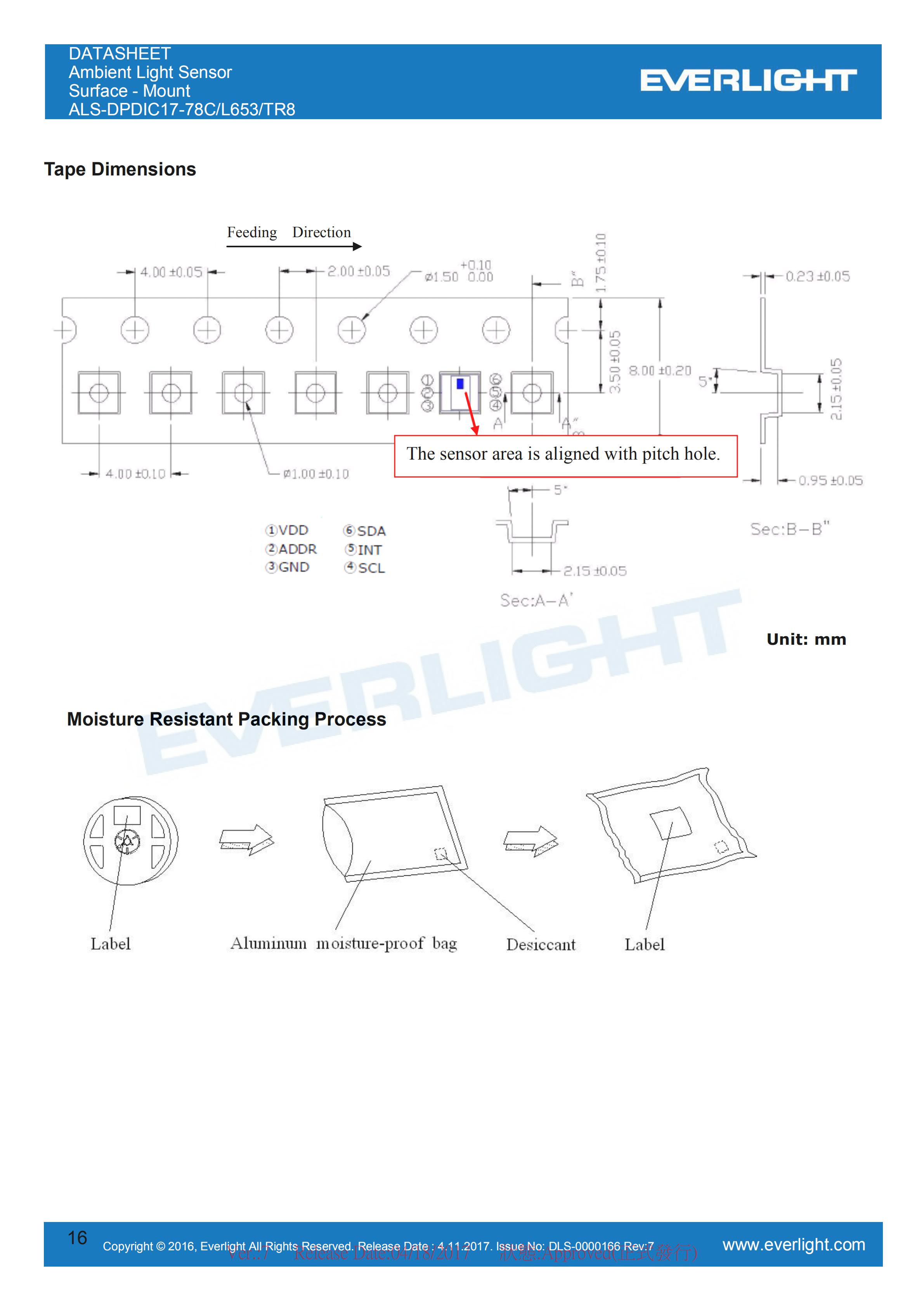 亿光贴片0808环境光传感器ALS-DPDIC17-78C/L653/TR8规格书（数据表PDF）